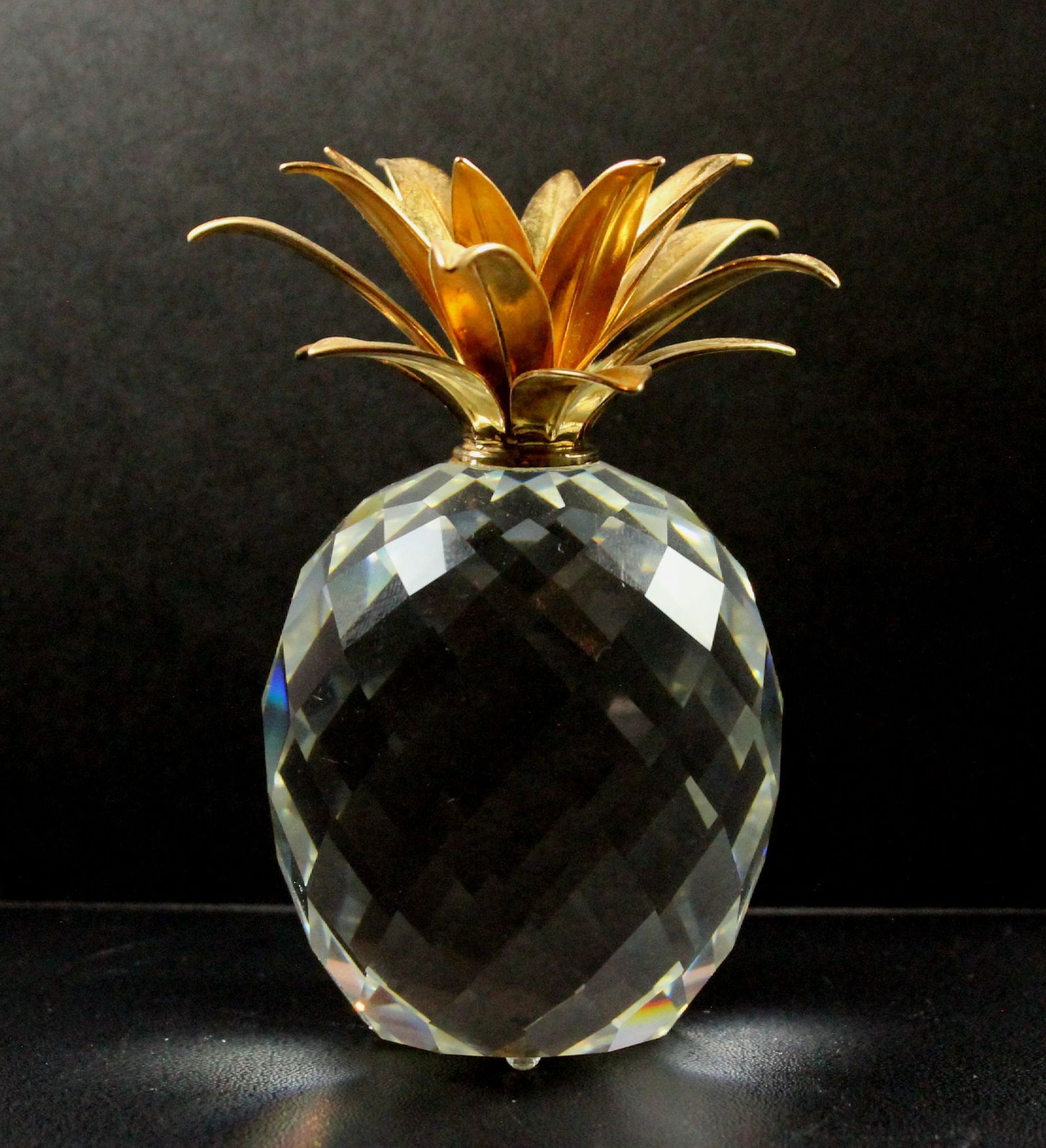 Swarovski Silver Crystal Pineapple Ornament with Gold-Plated Leaves (1 of 3)