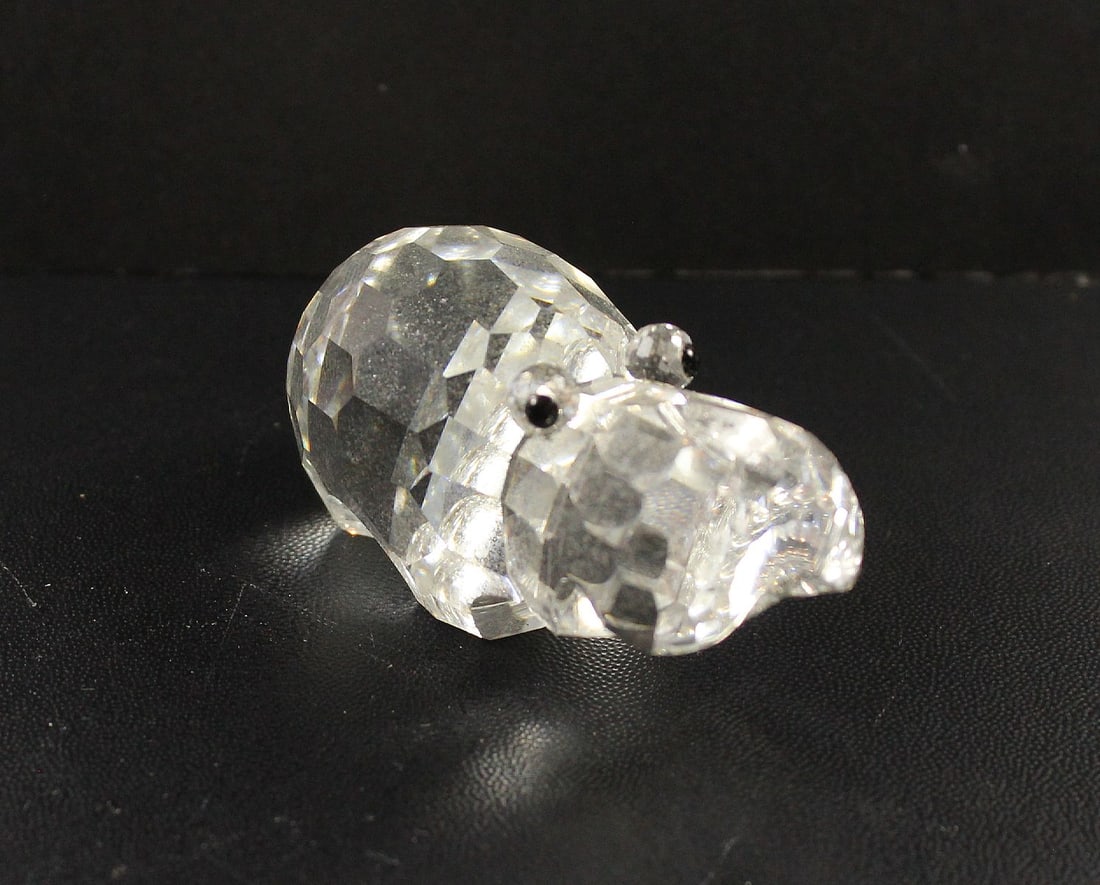 Swarovski Silver Crystal Hippopotamus Figurine: Part of the 'African Wildlife Collection' 1989 - 2006 Size Length 6.7cm Medium Glass Exhibited Swarovski