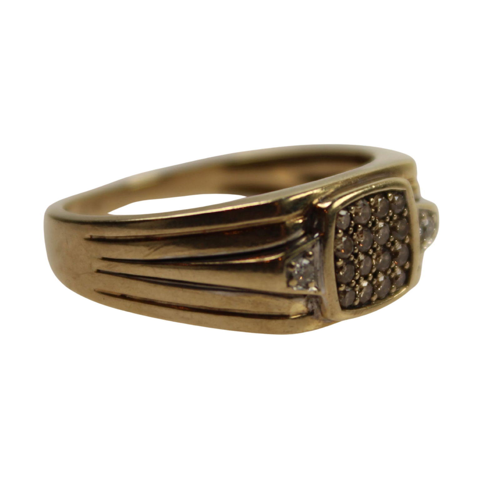 Vintage 10ct Yellow Gold Ring set with a mosaic of Cognac Diamonds (1 of 4)