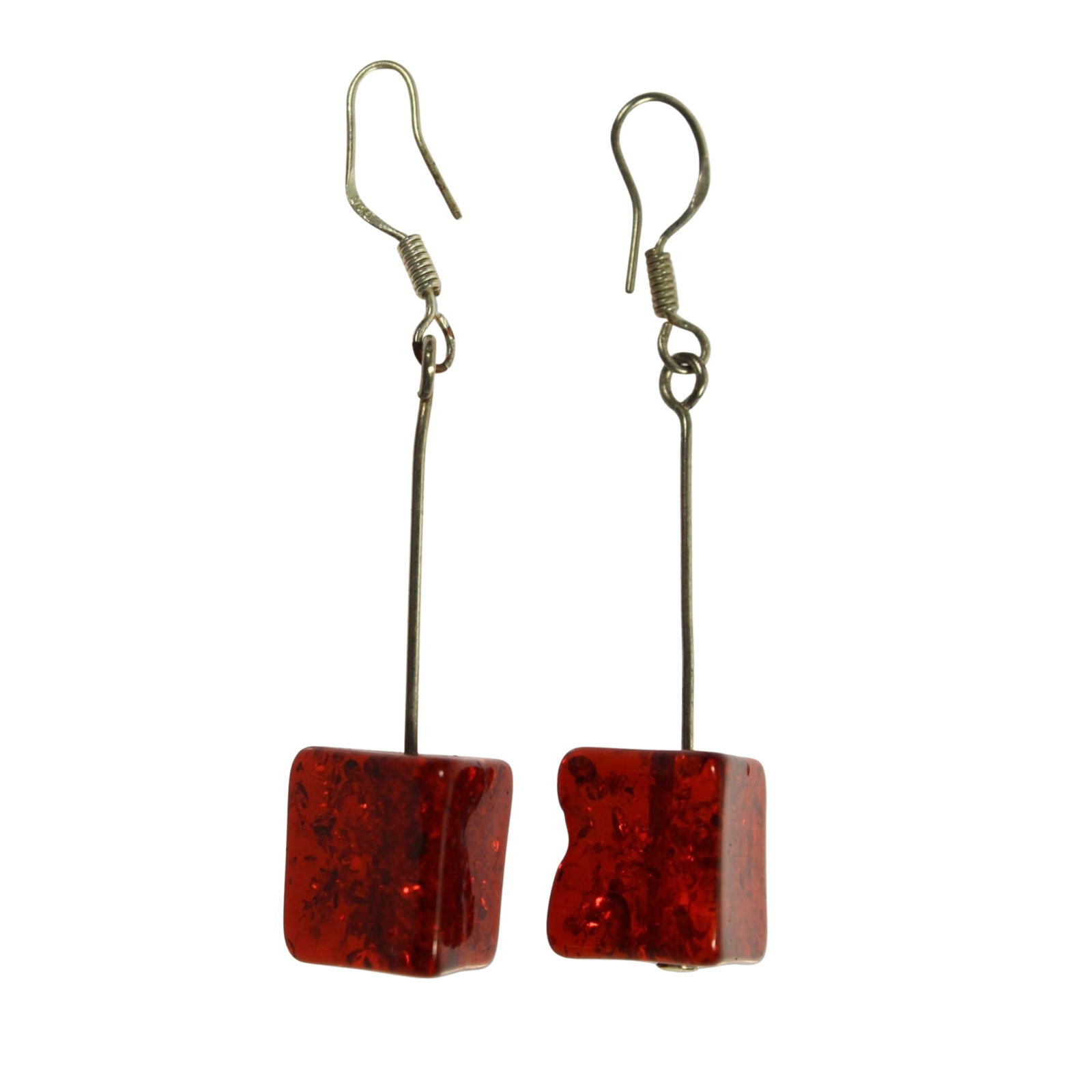 Amber Earrings in Sterling (925) Silver (pair): Designer Size Hang 5cms Medium Earrings