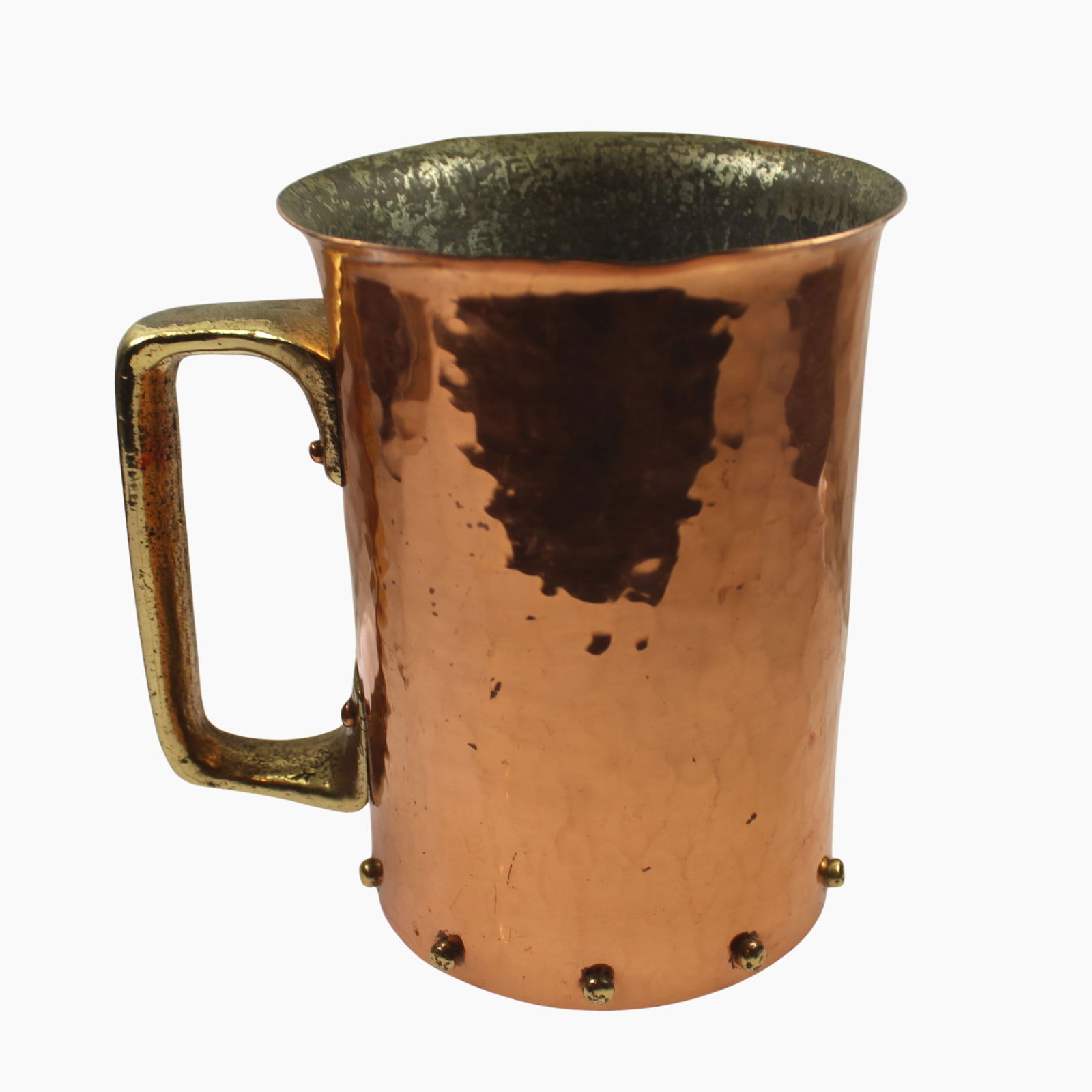 Vintage Australian Berczi Mug in Hand-beaten Copper and Brass: . Size Height 12cm : 9cm Diameter Medium Decor & Accessories Exhibited Metalware, Copper