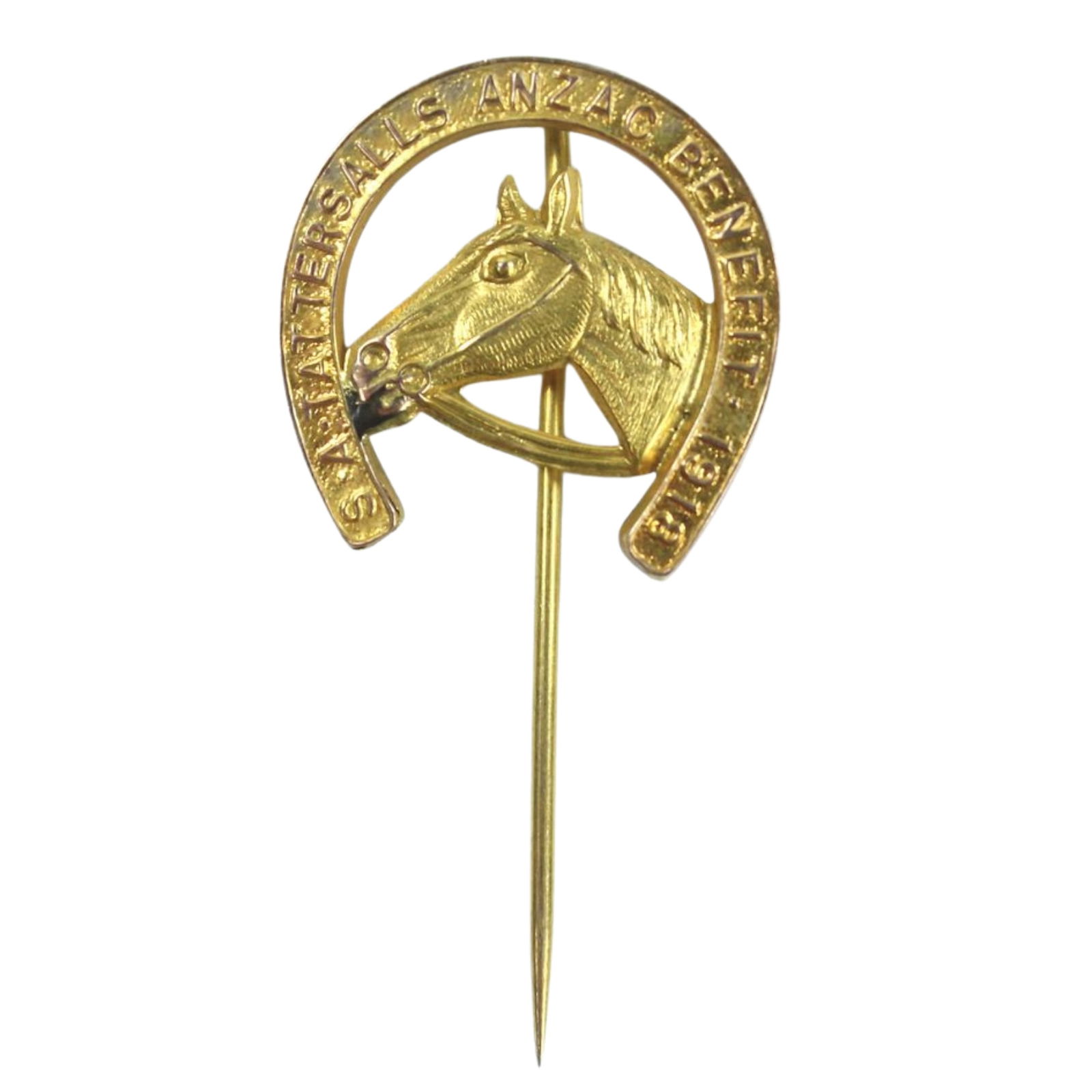 WWI - Australia 1918 S(outh) A(ustralia) Tattersall's ANZAC Benefit 9ct Gold Pin (1 of 2)