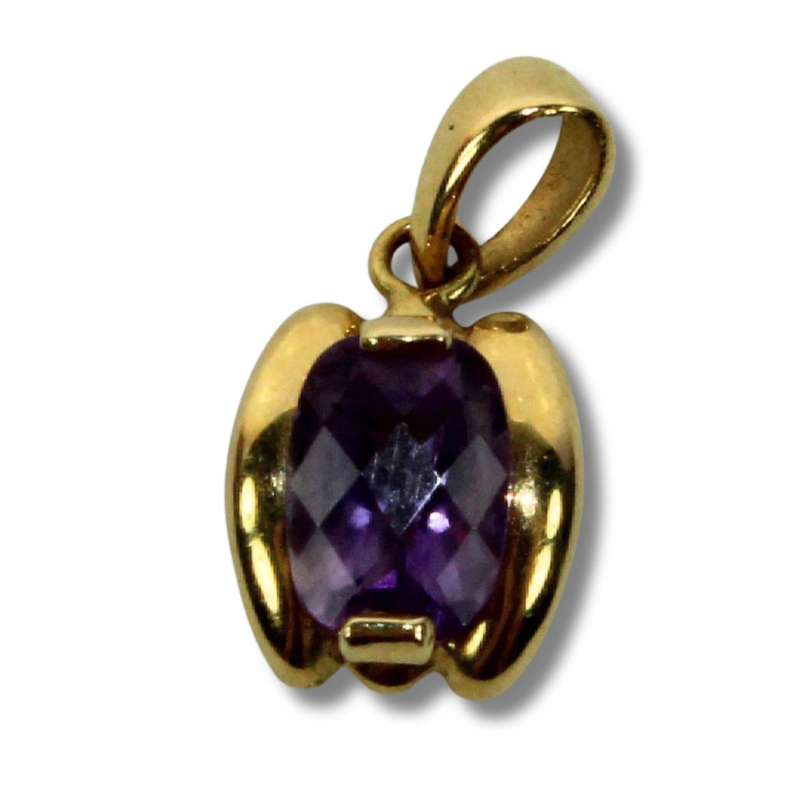 Small Amethyst Pendant in 14ct Yellow Gold: . Size Total weight 0.87gms Medium Necklaces & Pendants