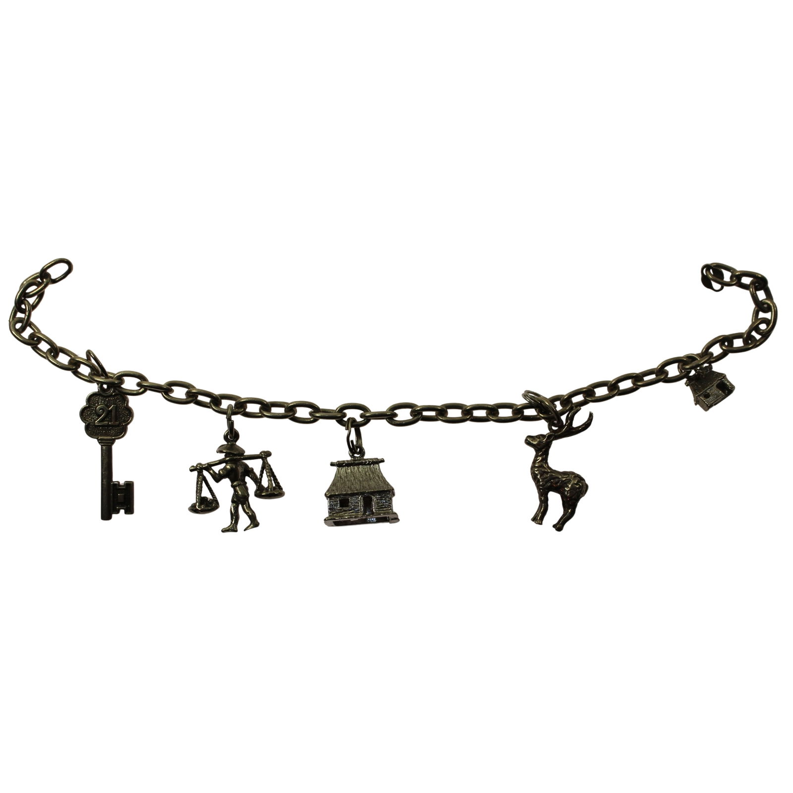 Sterling Silver (925) Charm Bracelet (5): Includes 21st Key Charm Size Open Length 17.5cm Medium Bracelets