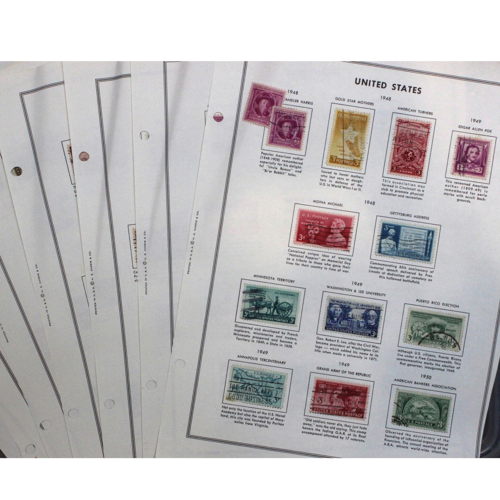 U.S.A. Selection of Stamps issued between 1943 - 1949, mostly Mint but some used (79 stamps): All hinged to album page Medium Coins, Monies & Stamps