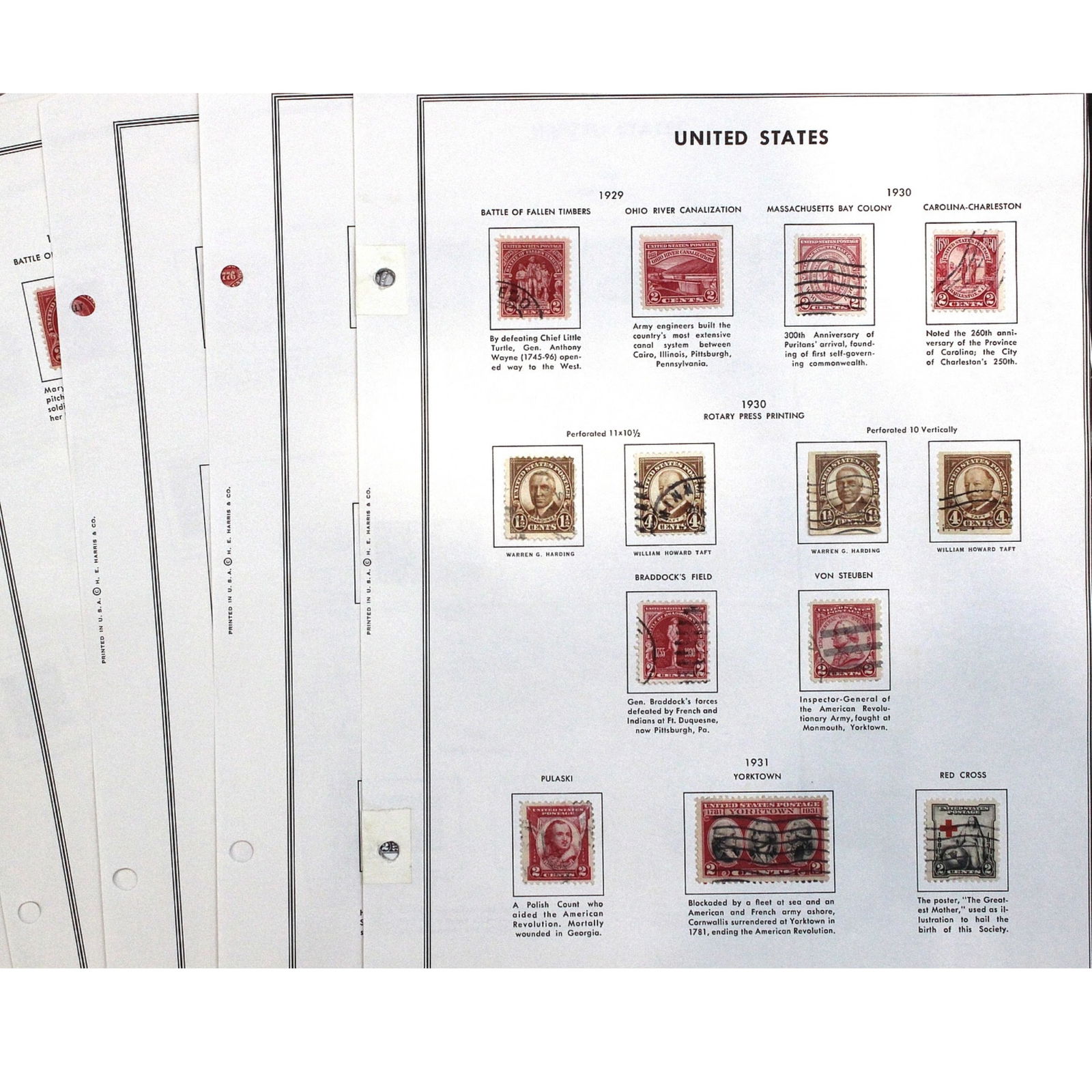 U.S.A. Used Stamps issued 1923 - 1931 (51 stamps): All hinged to album page Medium Coins, Monies & Stamps