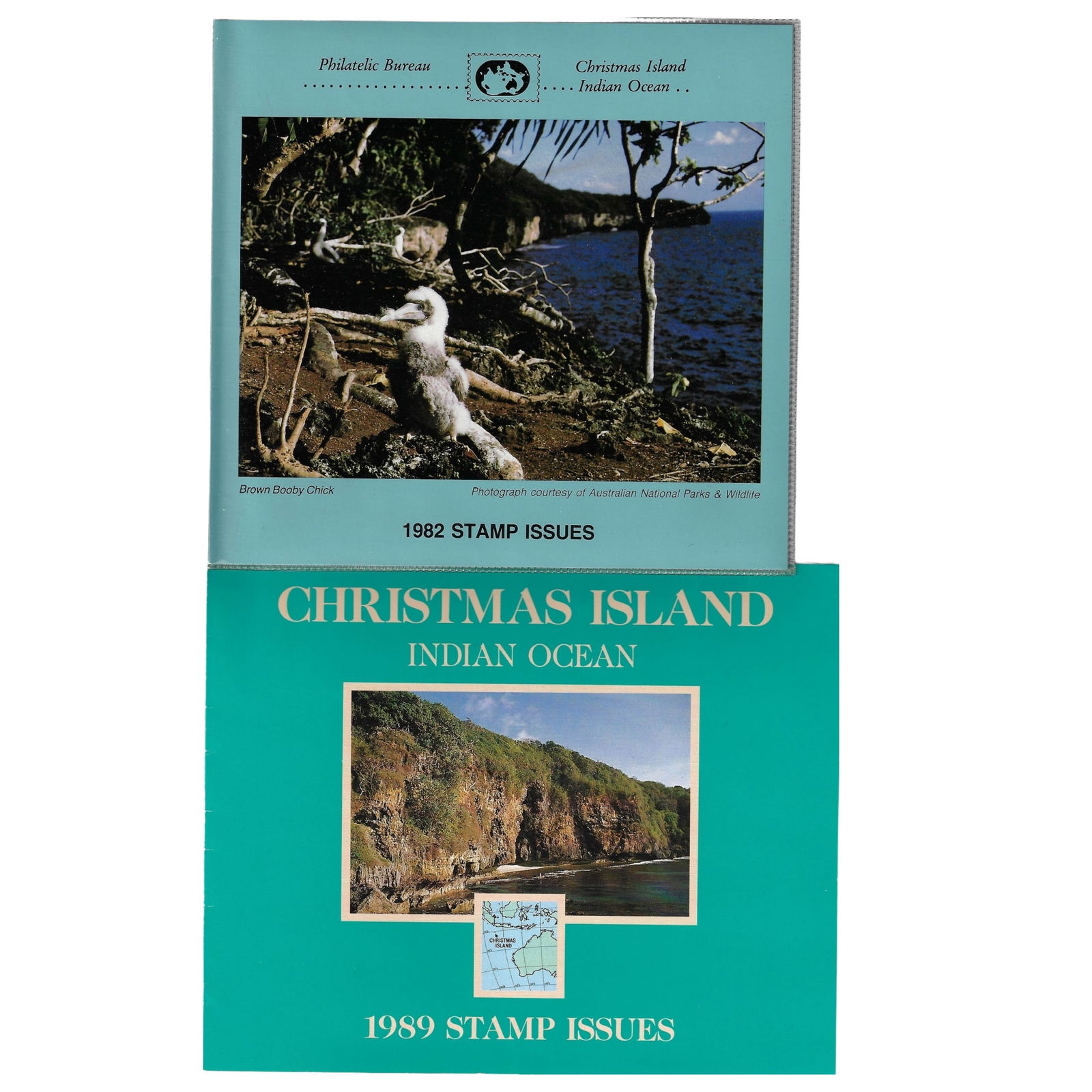 Christmas Island (Australia) 1982-1989 Annual Stamp Packs (8 different items): As issued Medium Coins, Monies & Stamps