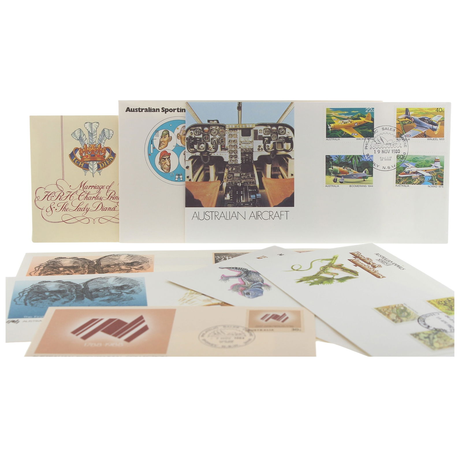 Australia 1980s First Day Covers, as issued (25 items): Includes Marine Life, Royal Wedding and many others Medium Coins, Monies & Stamps Exhibited Stamps, Worldwide
