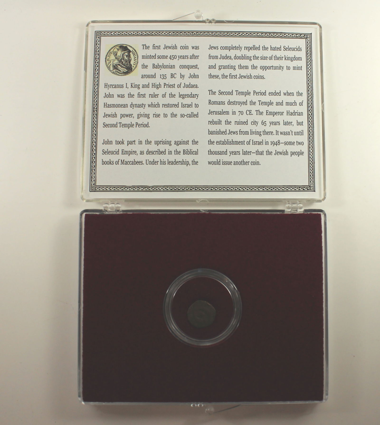 Judea 135-45 BC 'Hyrcanus I' Bronze Prutah, Very Good: 'The First Jewish Coin' Medium Coins, Monies & Stamps Exhibited Coins, World