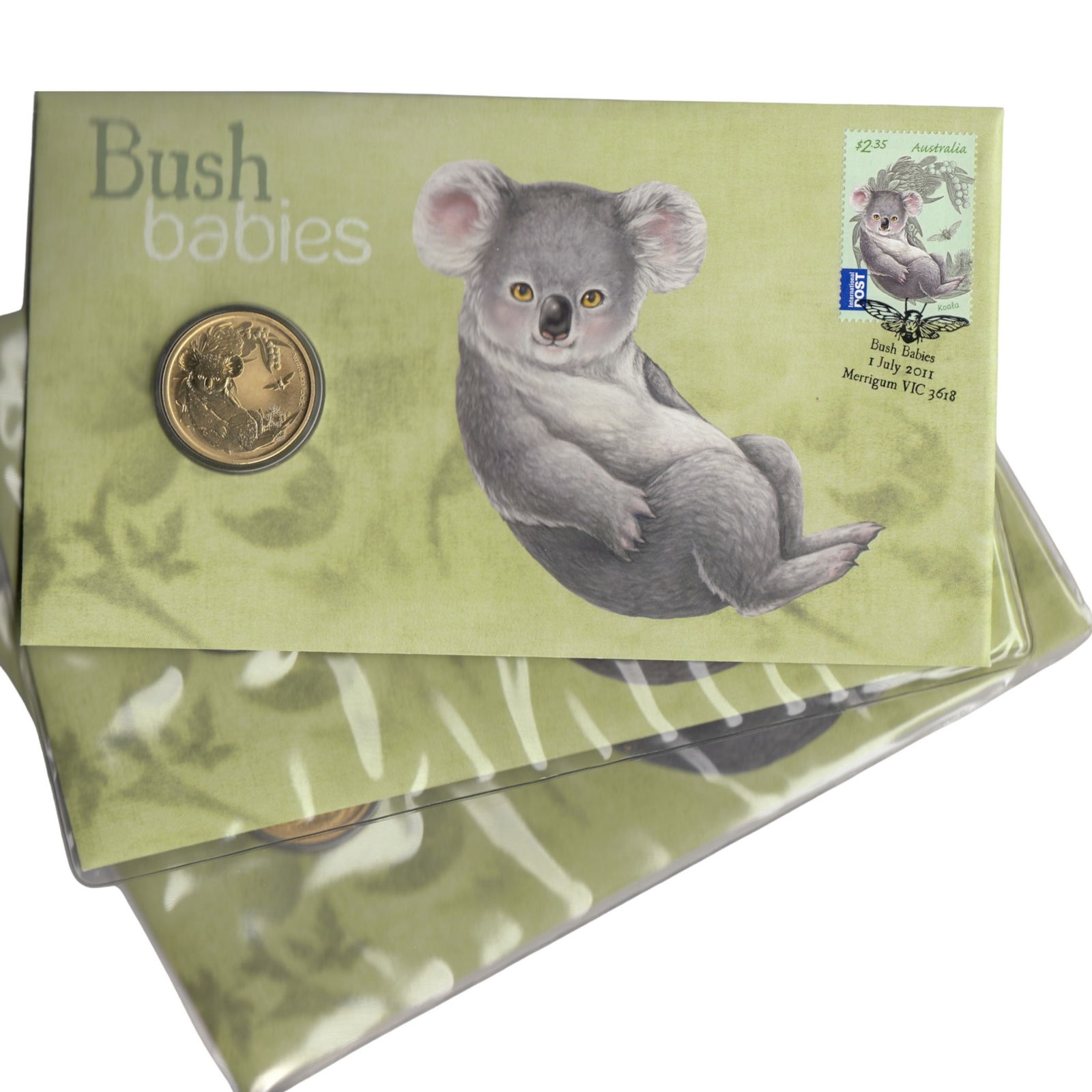Australia 2011 'Bush Babies - Koala' $1 Coin & Stamp PNC (3 items): Perth Mint Medium Coins, Monies & Stamps Exhibited Coins, Australia & New Zealand