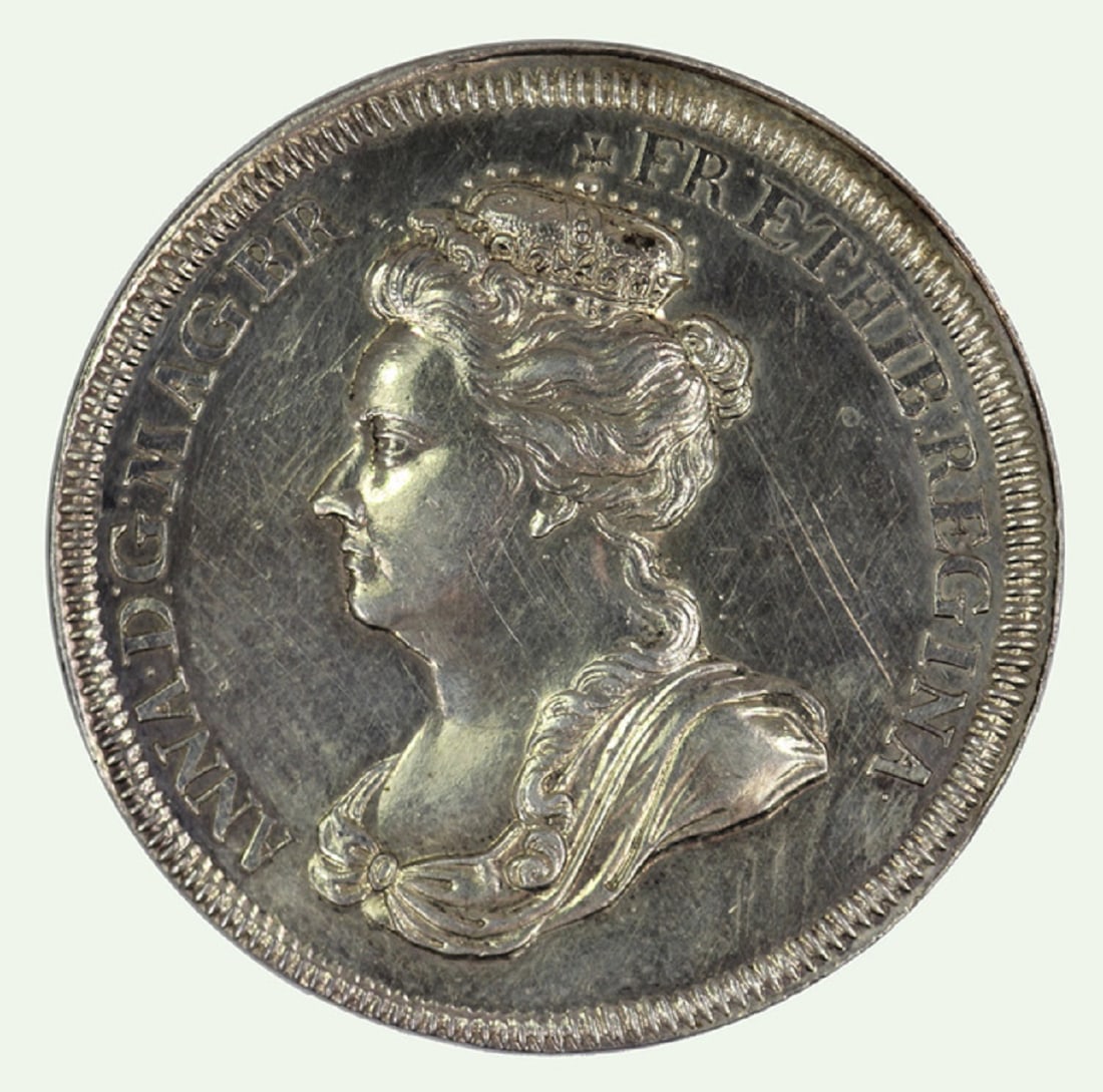 England (Great Britain) 1702 Silver Medallion for 'Accession of Queen Anne,' about Uncirculated (1 of 2)
