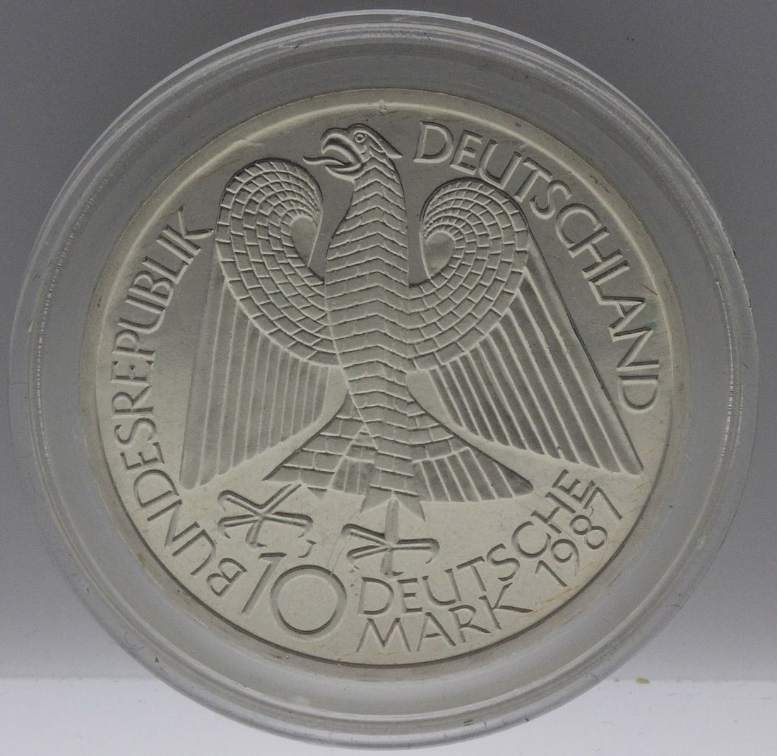 Germany 1987 Proof Silver (625) 10 Marks, FDC (missing case) - 2