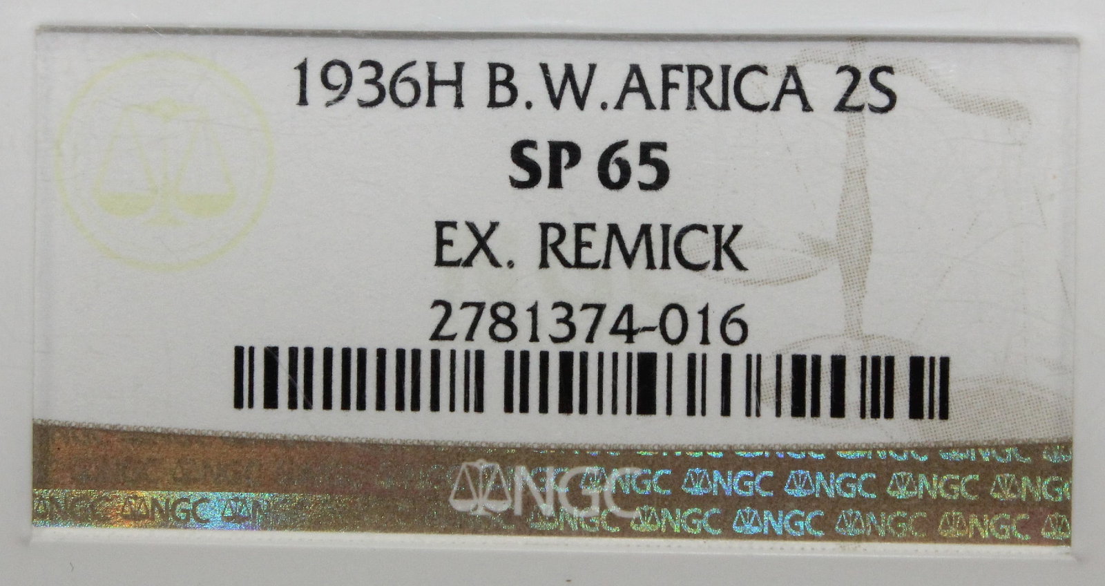 British West Africa 1936 H 'Specimen' Two Shilling, NGC SP65 (Pop 1) - Sole finest graded - 3