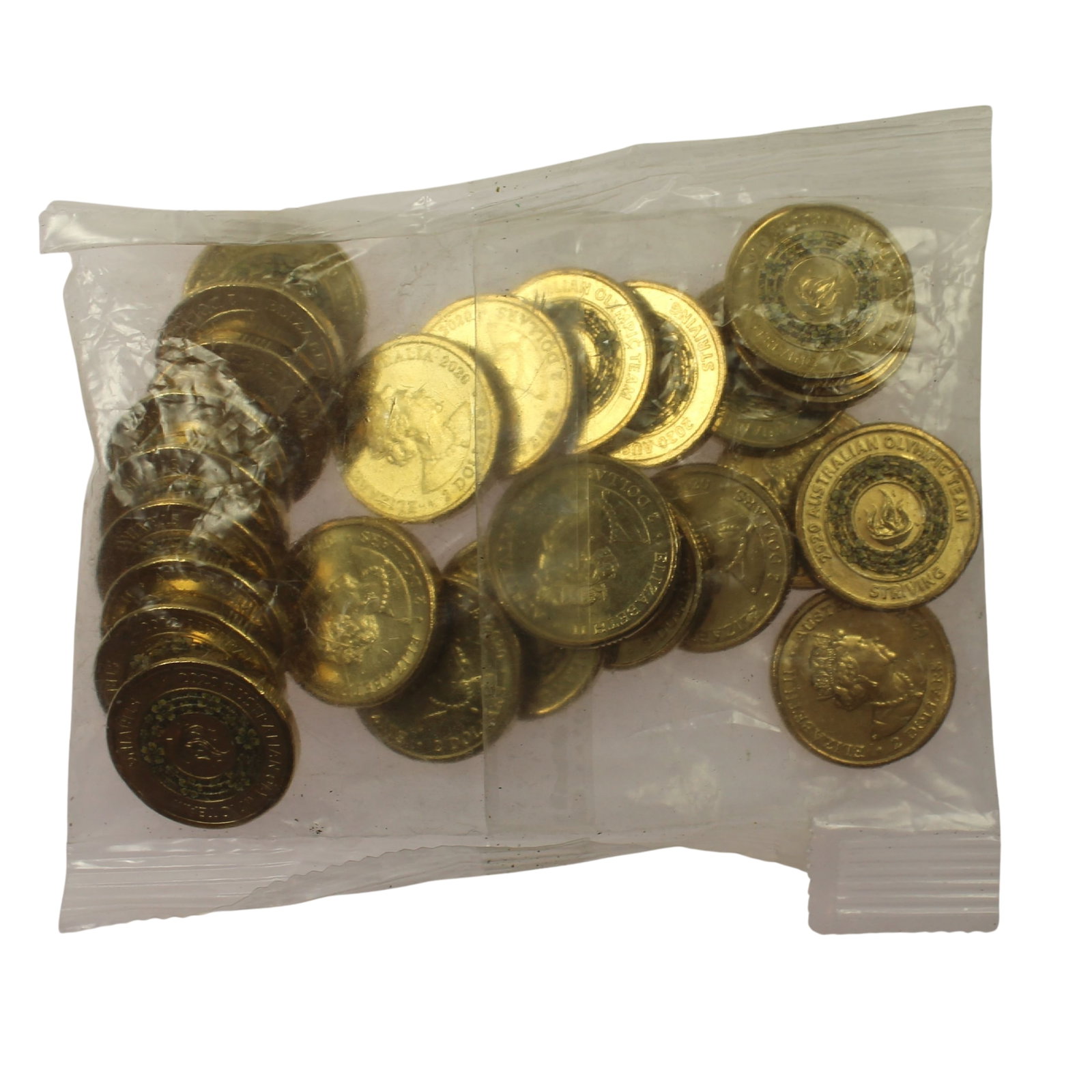 Australia 2020 'Tokyo Olympic Team - Striving' Yellow Coloured Al-Br $2, Uncirculated (25 coins) (1 of 2)