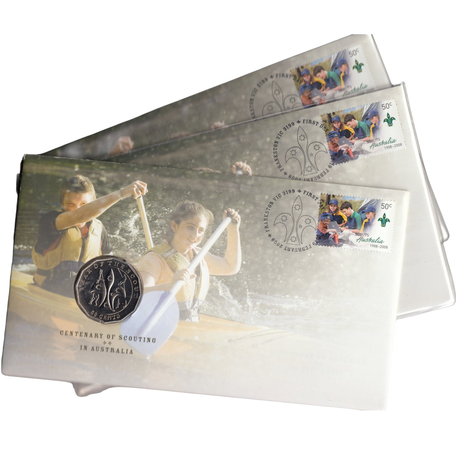 Australia 2008 'Centenary of Scouts' Cu-Ni 50c Coin & Stamp PNC (3 items) (1 of 1)