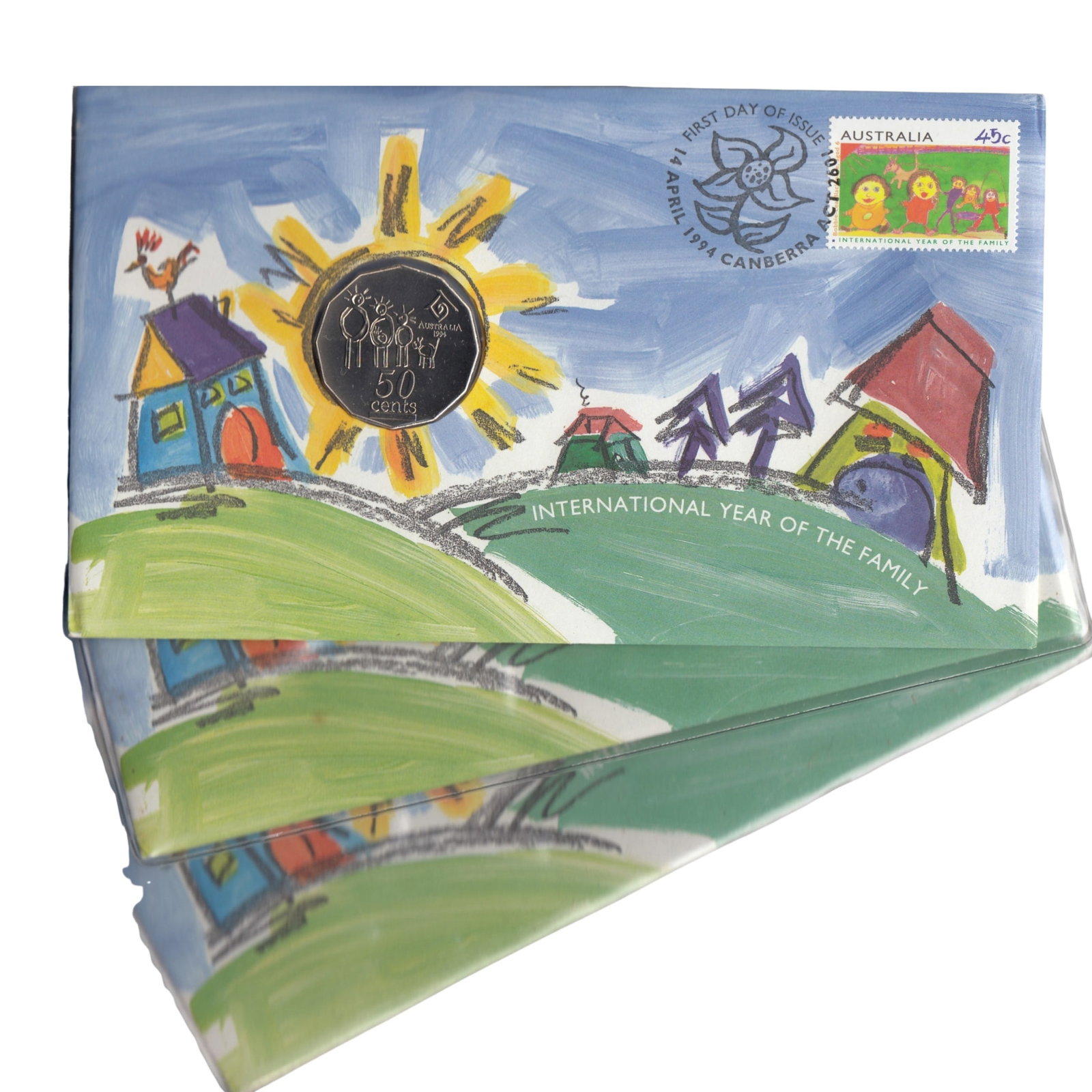 Australia 1994 'Year of the Family' Wide-date 50c Coin & Stamp PNC (3 items) (1 of 1)