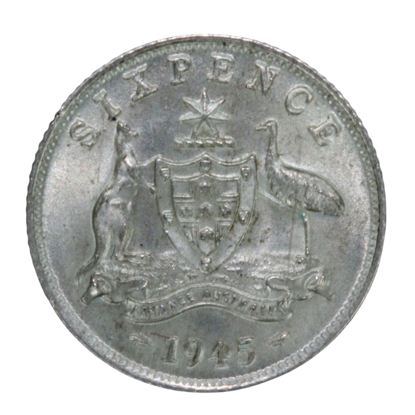 Australia 1945 Sixpence, Choice Uncirculated: George VIMediumCoins, Monies & StampsExhibitedCoins, Australia & New Zealand