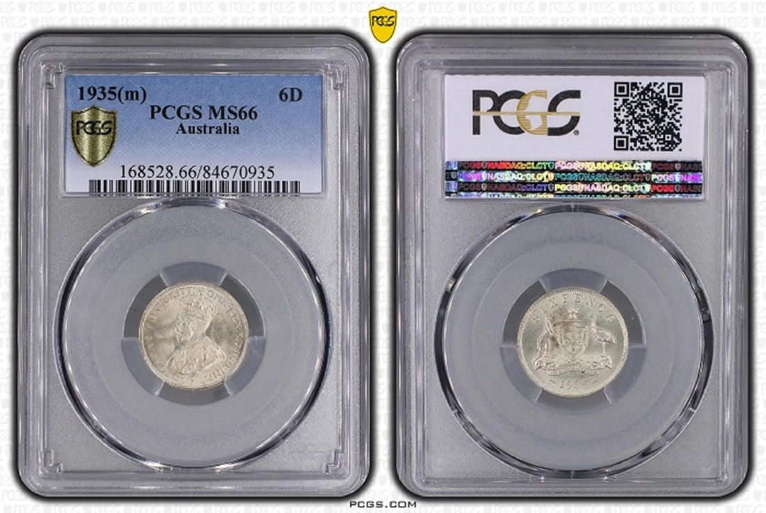 Australia 1935 Sixpence, PCGS MS66 (Pop 4) - 2