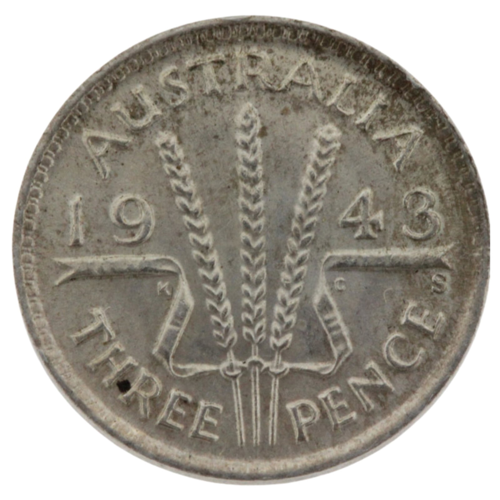 Australia 1943 S Threepence, lightly toned Uncirculated: ScarceMediumCoins, Monies & StampsExhibitedCoins, Australia & New Zealand