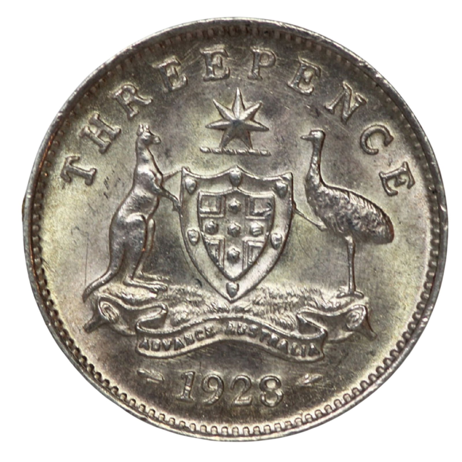 Australia 1928 Threepence, Lustrous Uncirculated: George VMediumCoins, Monies & StampsExhibitedCoins, Australia & New Zealand