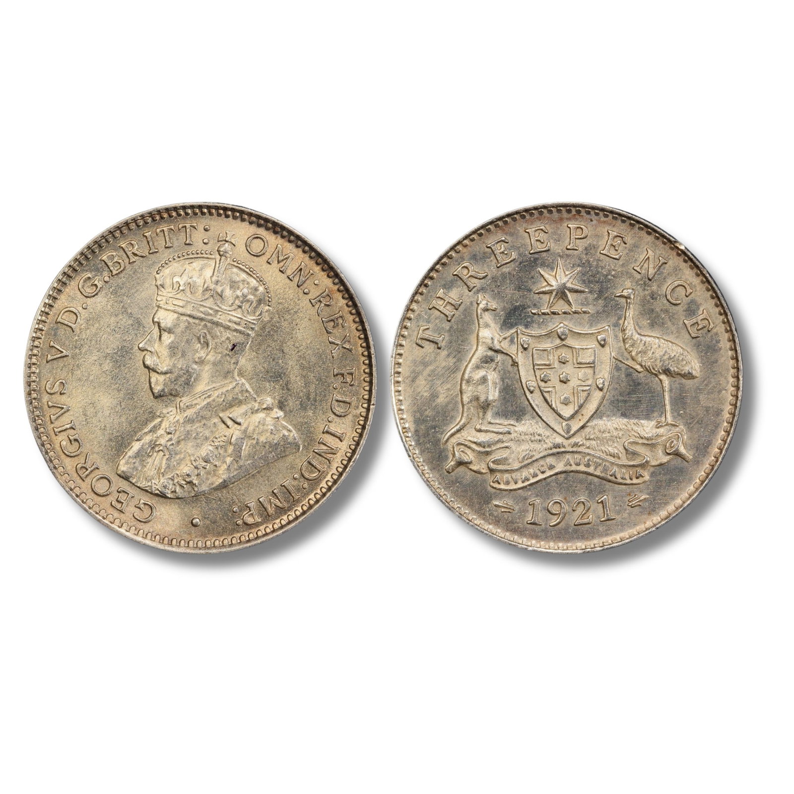 Australia 1921 (M) Threepence, PCGS MS64: George V Size . Medium Coins, Monies & Stamps Exhibited Coins, Australia & New Zealand