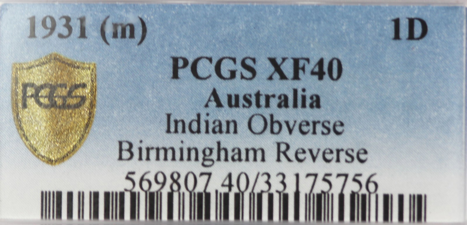 Australia 1931 'Indian Obverse - Aligned 1' Penny, PCGS XF40 - 2