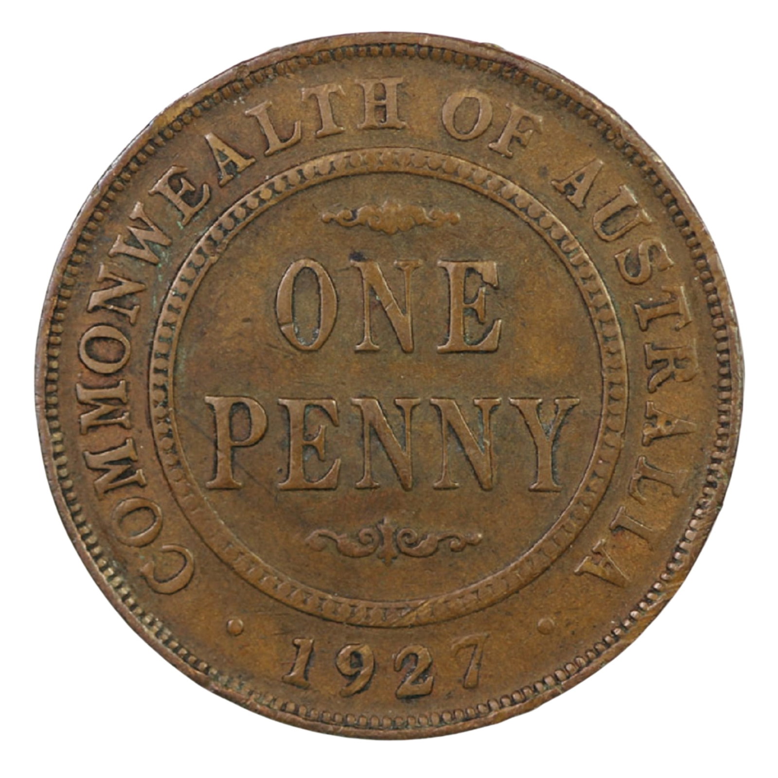 Australia 1927 'Indian Obverse' Penny, good Fine but with rim nicks and obverse scuff: Scarce varietyMediumCoins, Monies & StampsExhibitedCoins, Australia & New Zealand
