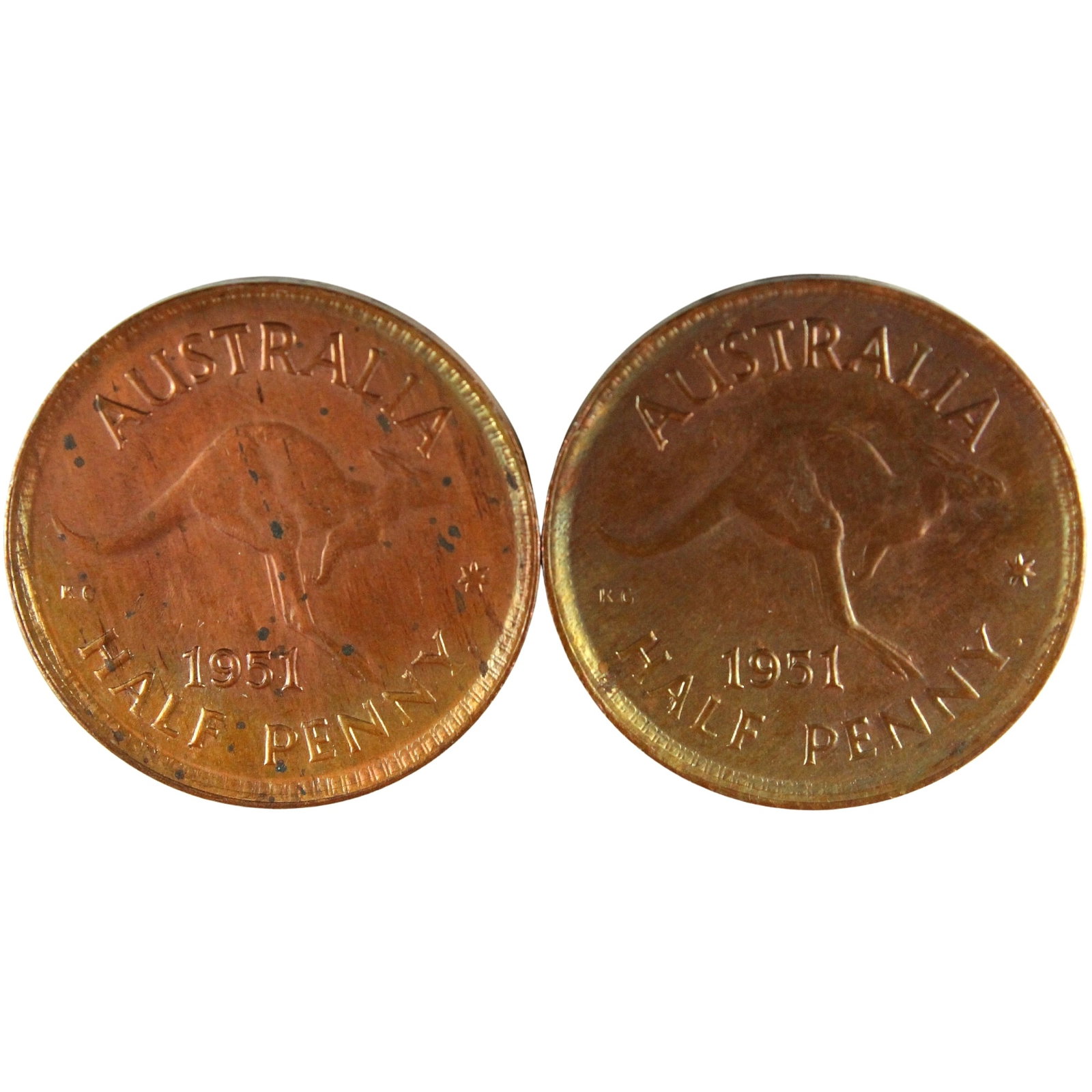 Australia 1951 Y.(P) Halfpenny (with 1949 Obverse) & 1951 Y. (P) Halfpenny. Brilliant Unc (2 coins) (1 of 2)