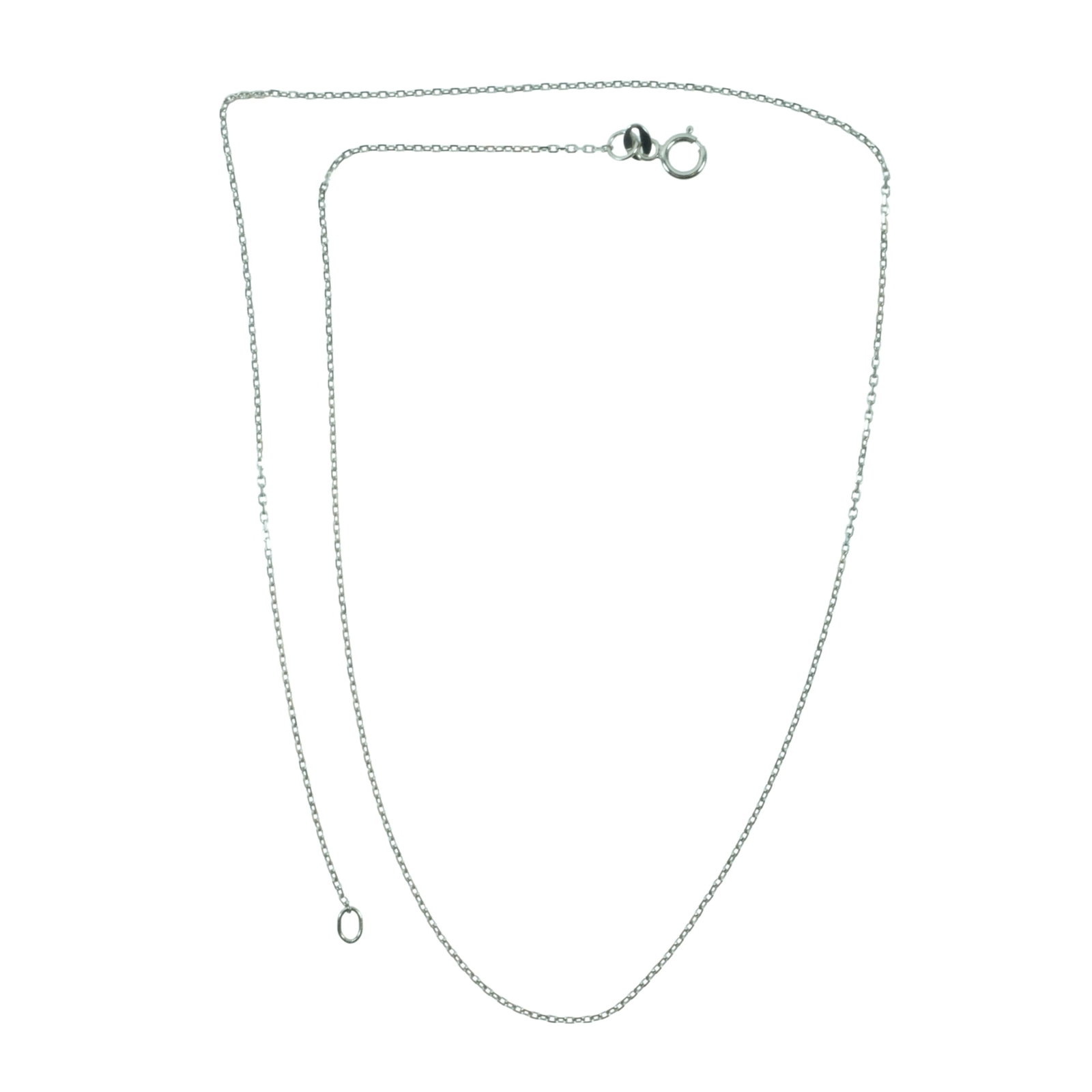 Delicate Chain in 18ct White Gold: .SizeWeight 1.38 grams : Open Length 39cmMediumPendantExhibitedCharms