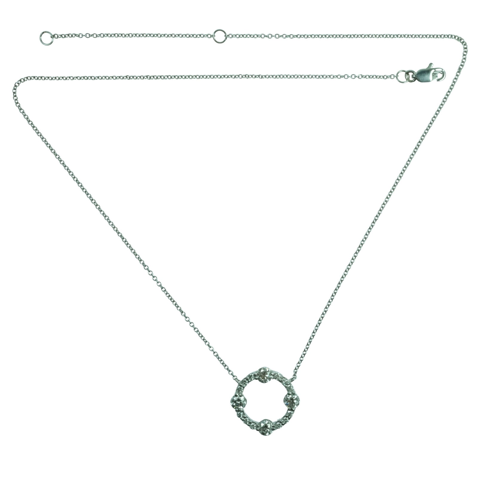 Impressive Diamond Garland Necklace in 18ct White Gold: 1.5 Diamond Carat WeightSizeTotal weight 4.37gms : Open Length 41cmMediumPendantExhibitedCharms