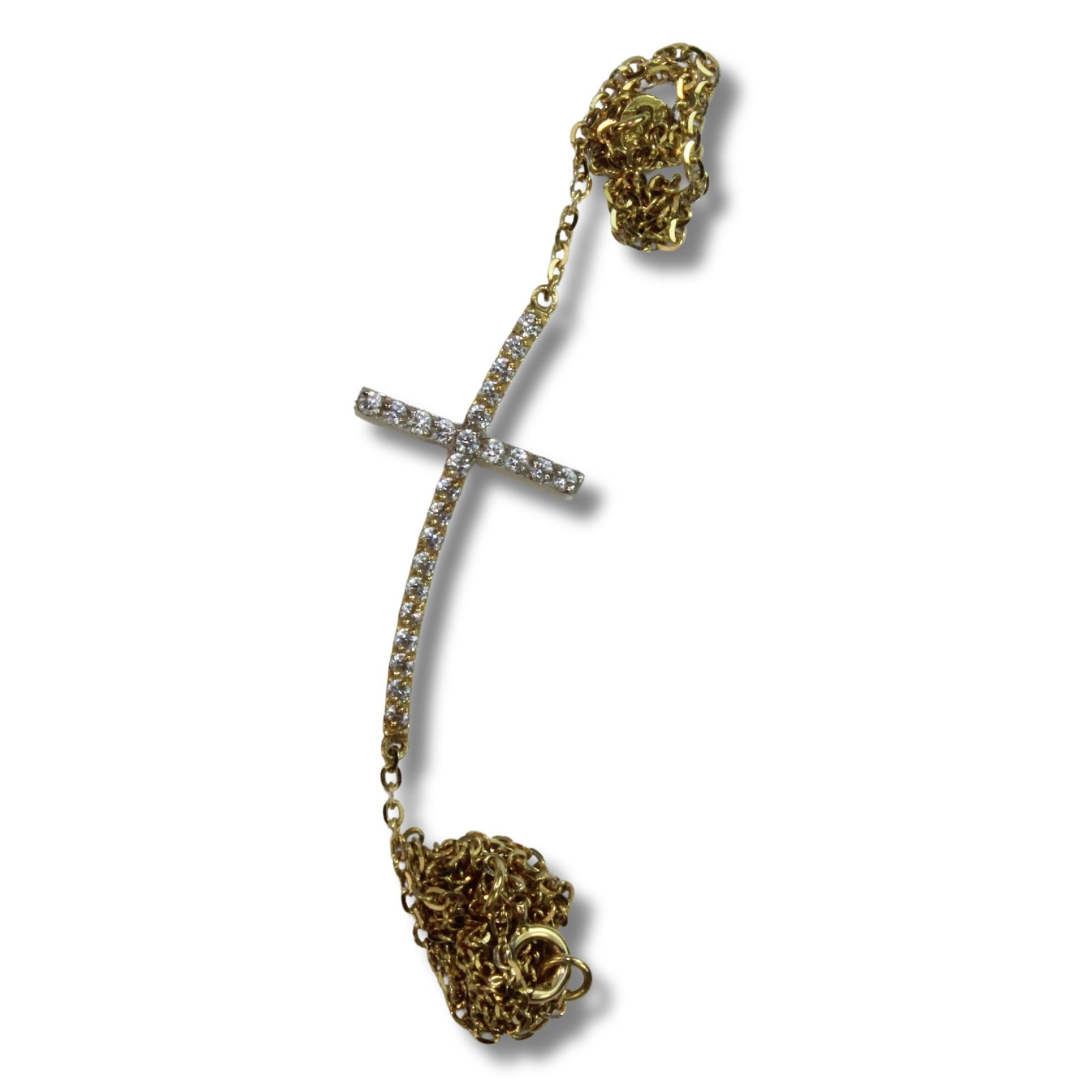 Gold Cross of 25 Small Diamonds with attached Chain in 18ct Yellow Gold: .SizeTotal weight 2.83gmsMediumNecklaces & Pendants