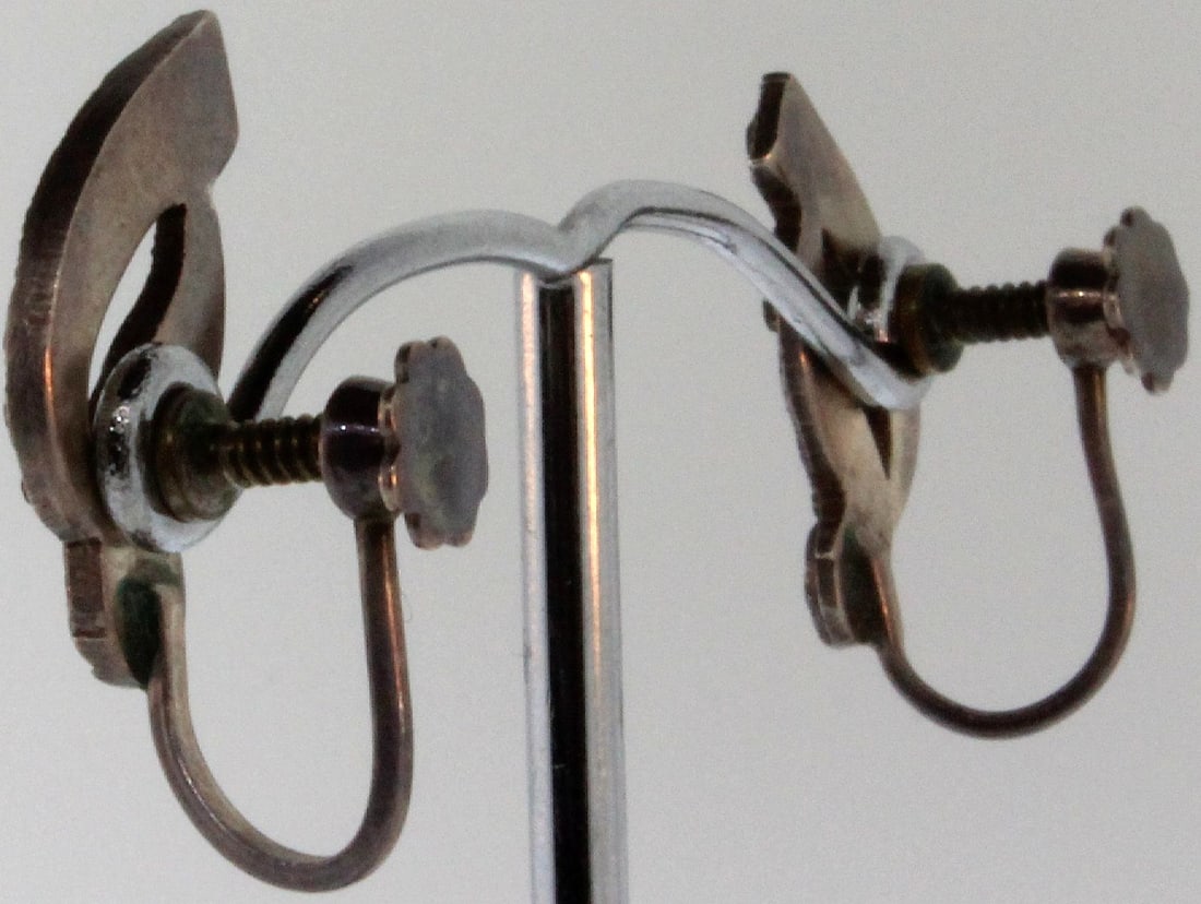 Vintage Marcasite & Sterling (925) Silver Earrings (Pair) - 2