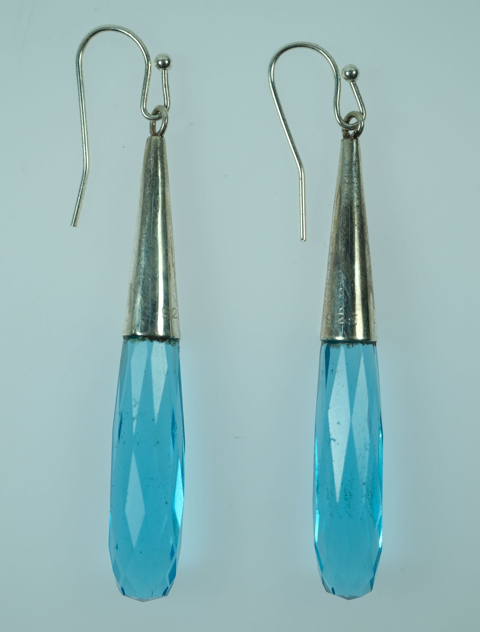 Royal Purple & Blue Faceted Crystal Drop Earrings with Sterling Silver Mounts (2 pairs) - 2