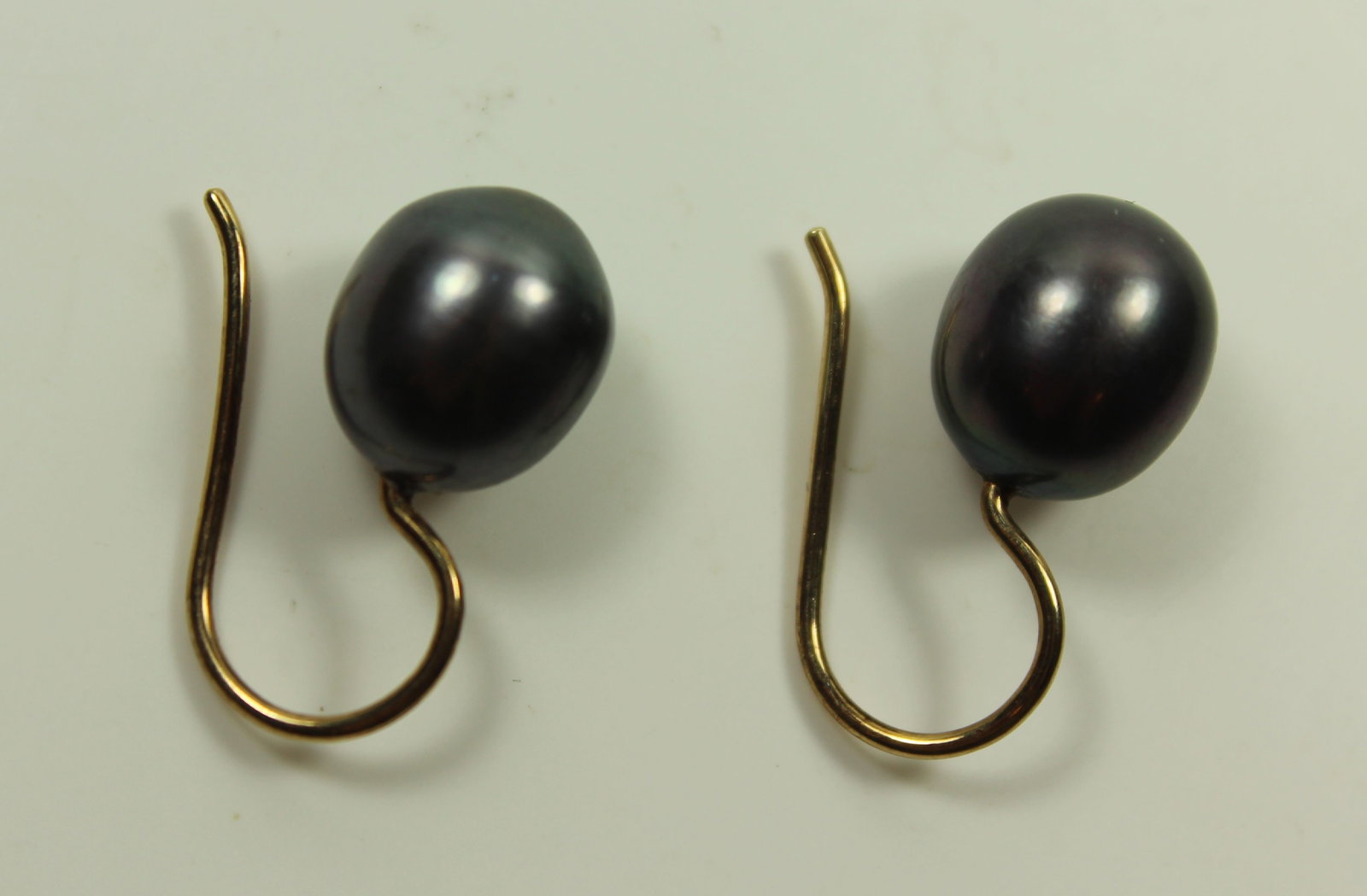 Tahitian Black Pearl Earrings with 9ct Yellow Gold Hoops (Pair) - 2