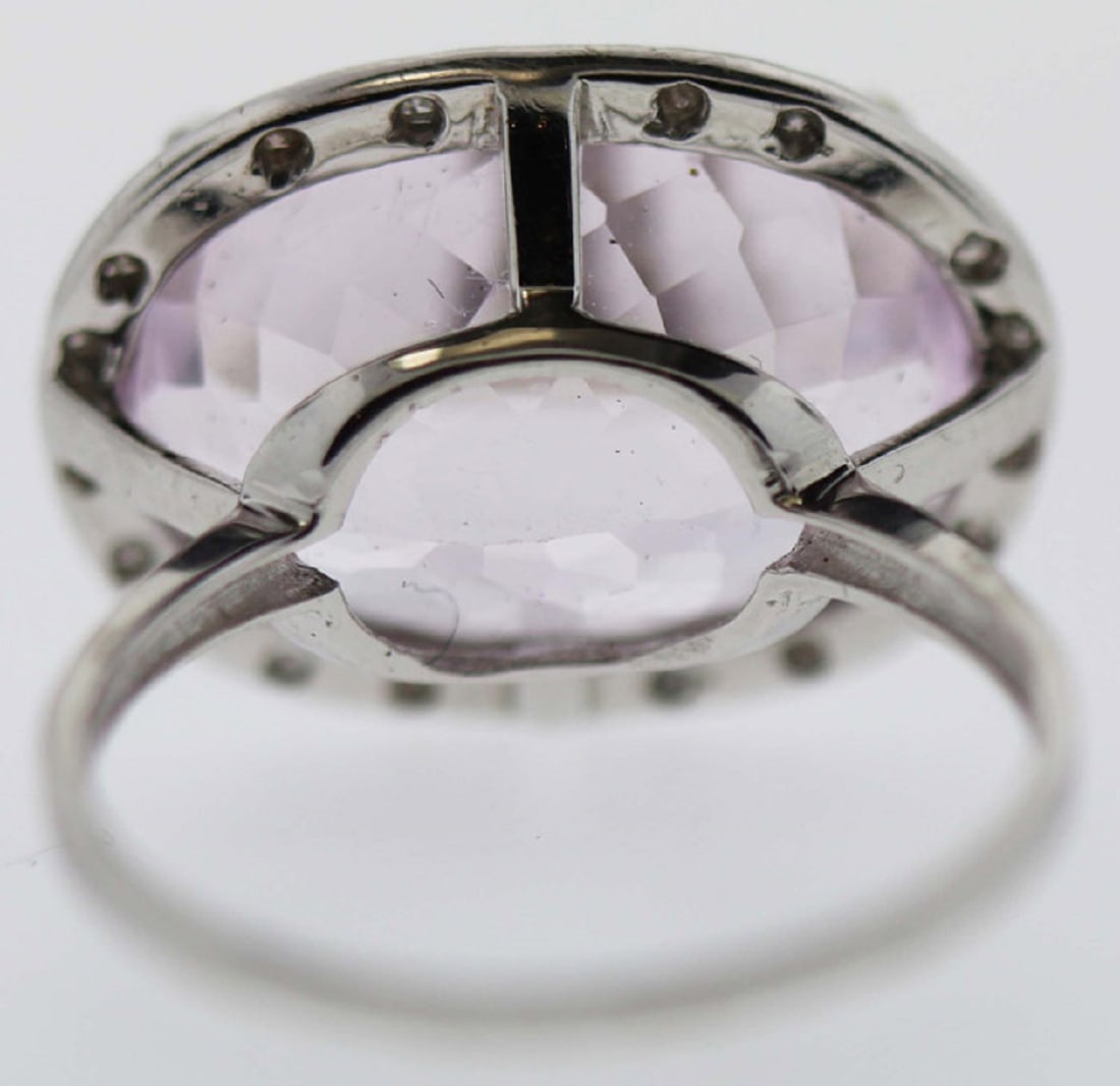 Large Kunzite Ring in 10ct White Gold - 2