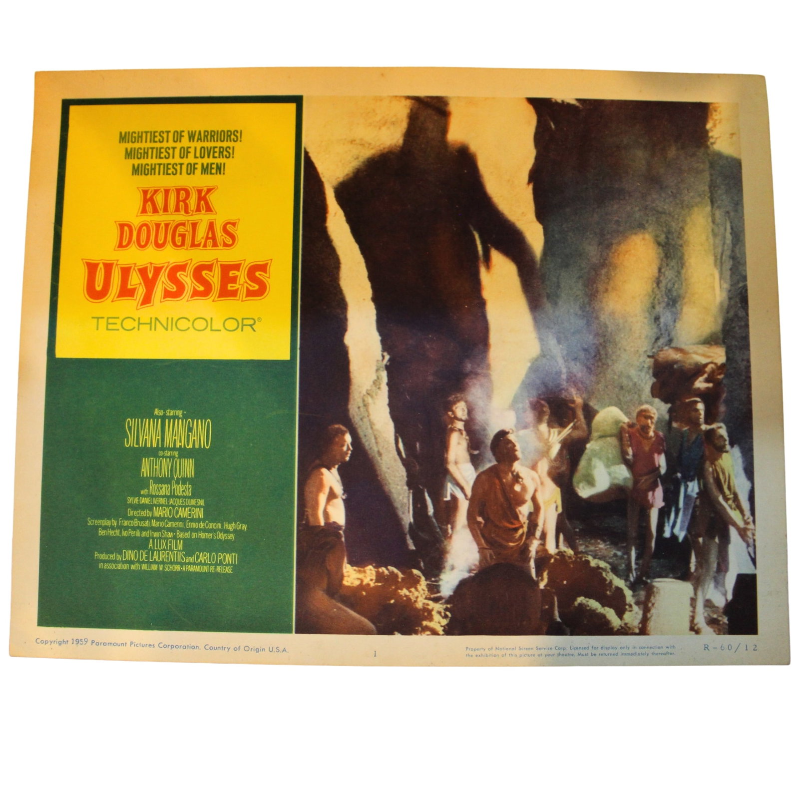 Ulysses (Paramount © 1959) Lobby Cards, Extremely Fine (8 cards): Country of Origin U.S.A.Size43 x 28 cmMediumMemorabiliaExhibitedMovies, Posters