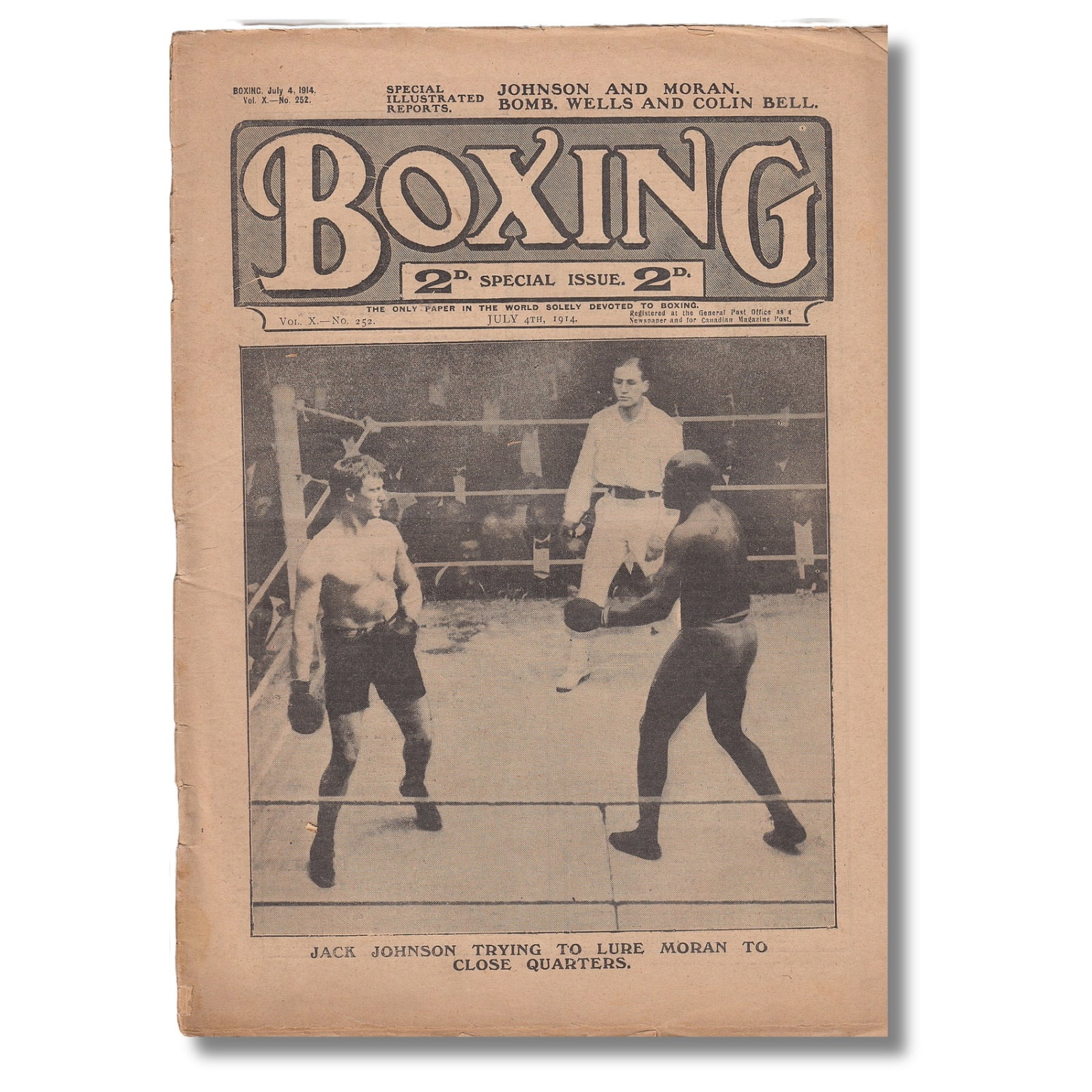 'Boxing' magazine July 4, 1914 featuring 'Jack Johnson' (40 pages) (1 of 2)