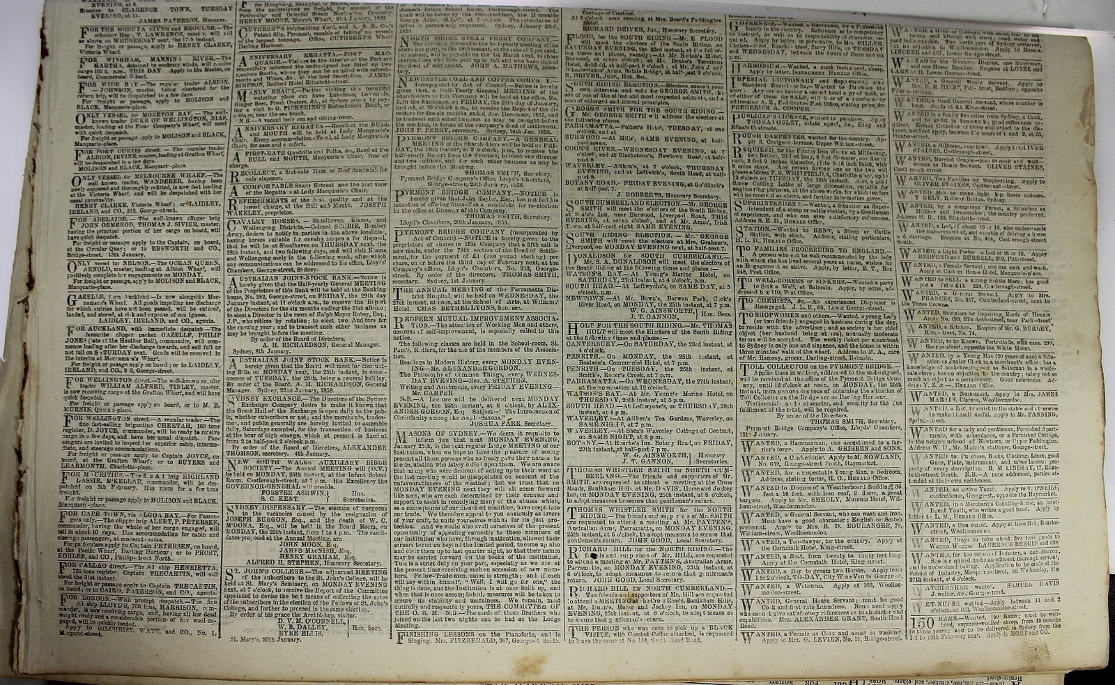 New South Wales (Australia) 'The Sydney Morning Herald' Saturday, January 23rd, 1858 - 2