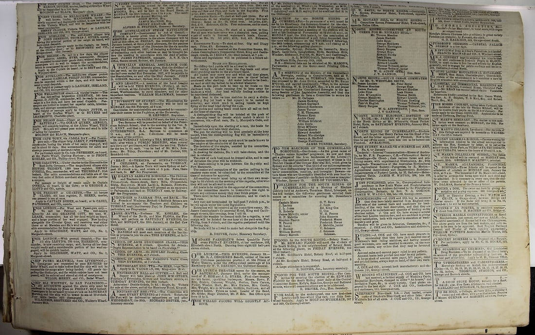 New South Wales (Australia) 'The Sydney Morning Herald' Friday, January 22nd, 1858 - 2