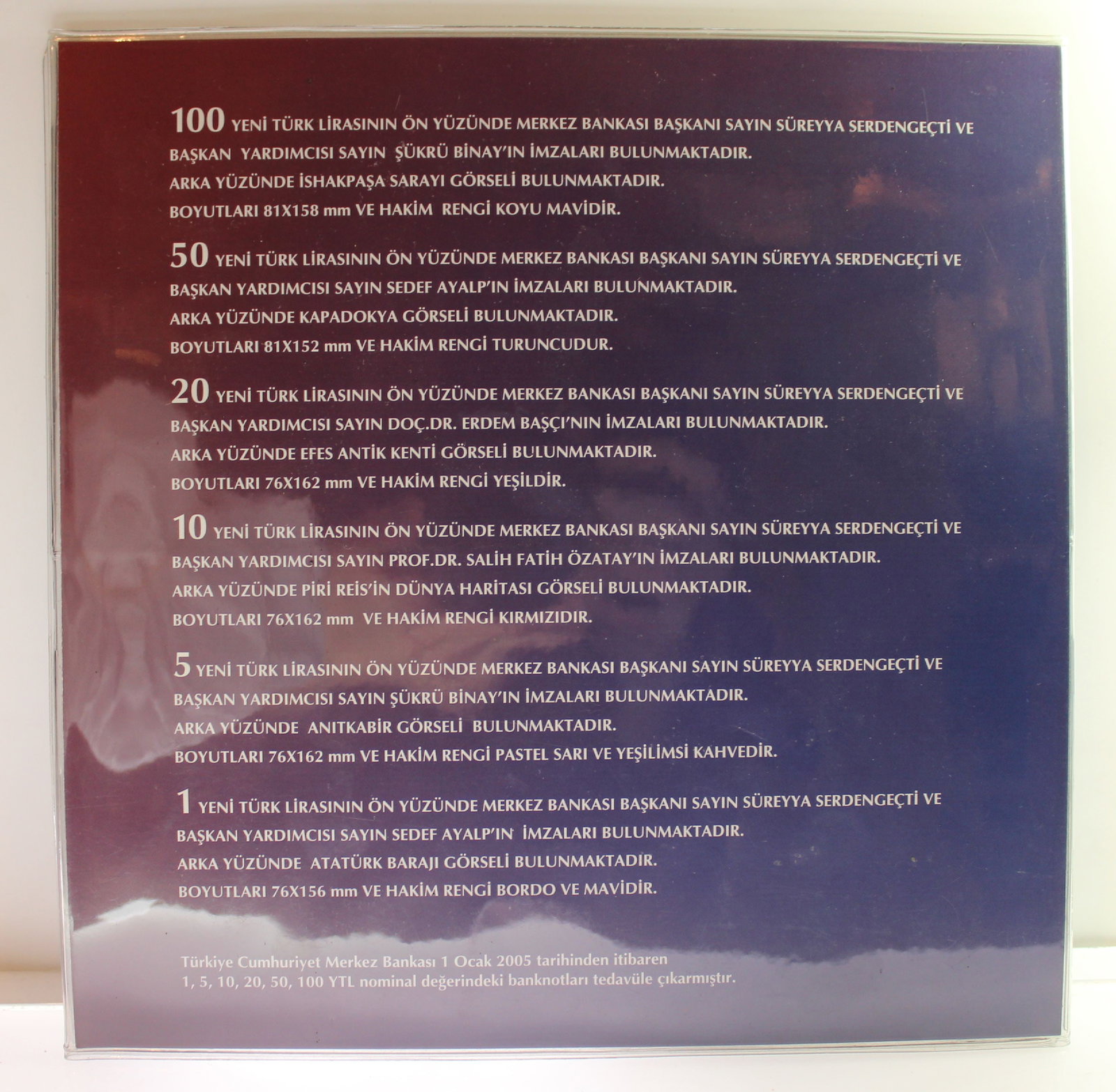 Turkey. (2005) 1, 5, 10, 20, 50 & 100 First Prefix 'New Lira', Uncirculated OPQ (Set of 6) - 4