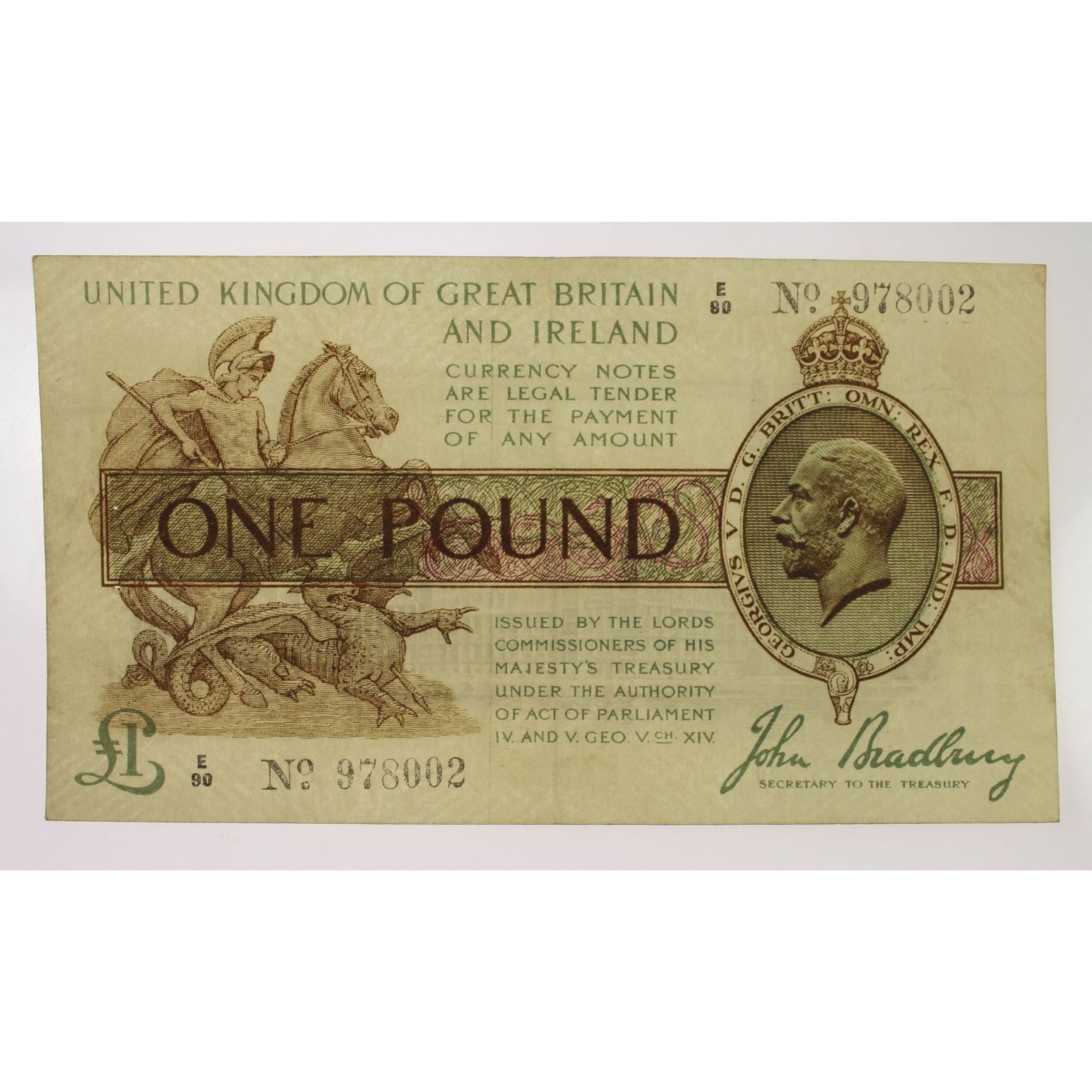 Great Britain 'Bradbury' £1 (Dec 1918), Crisp Very Fine: Pick# 351 : Serial# e/90 978002MediumCoins, Monies & StampsExhibitedPaper Money, UK