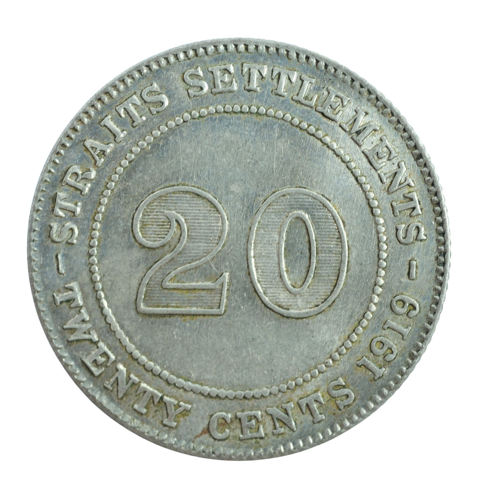 Straits Settlements 1919 'B' 20c, Choice Uncirculated (1 of 2)