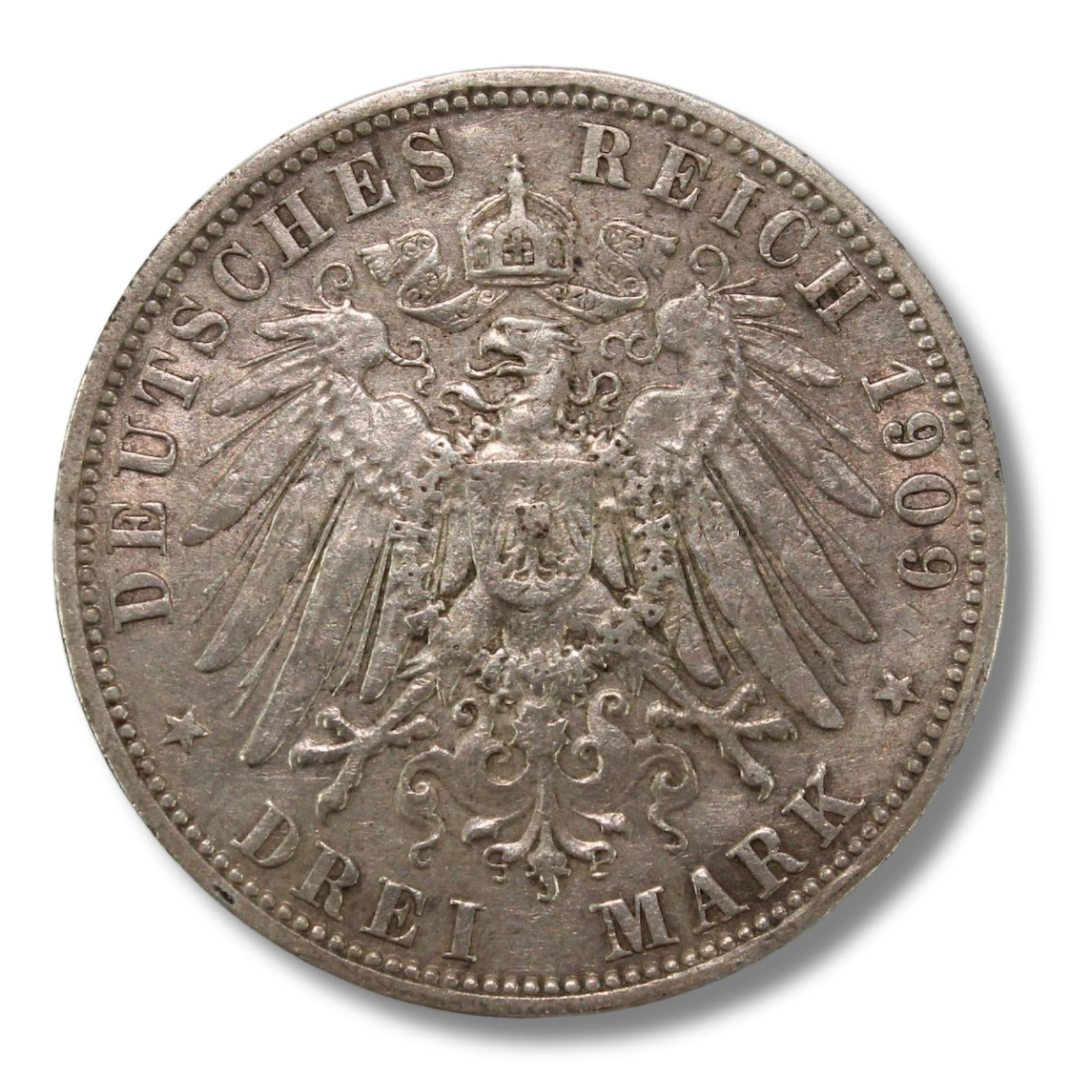 Prussia (Germany) 1909 Silver (900) 3 Marks, about Extremely Fine (1 of 2)
