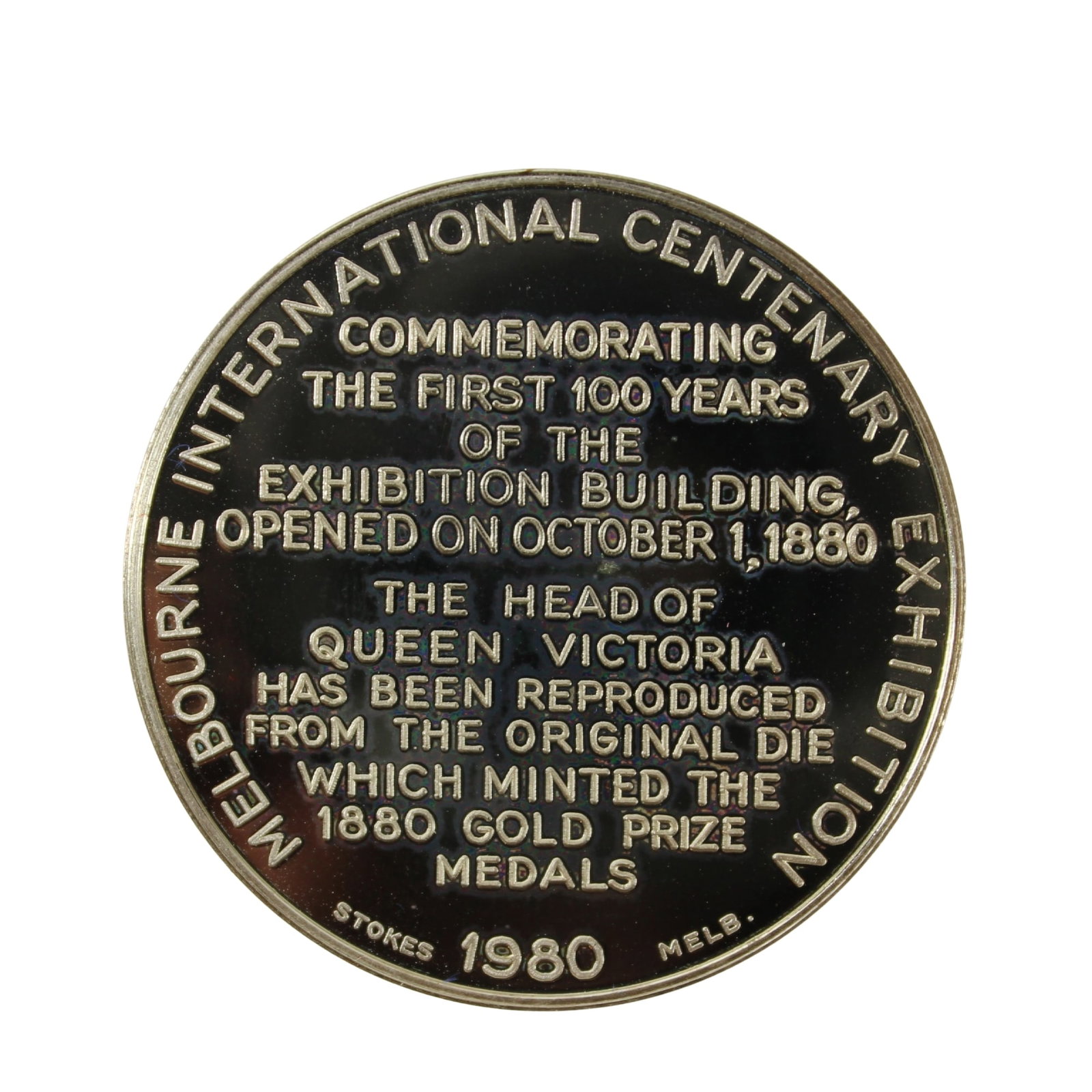 Australia 1880-1980 Melbourne Exhibition Building Silver (925) Proof Medal, FDC - 2