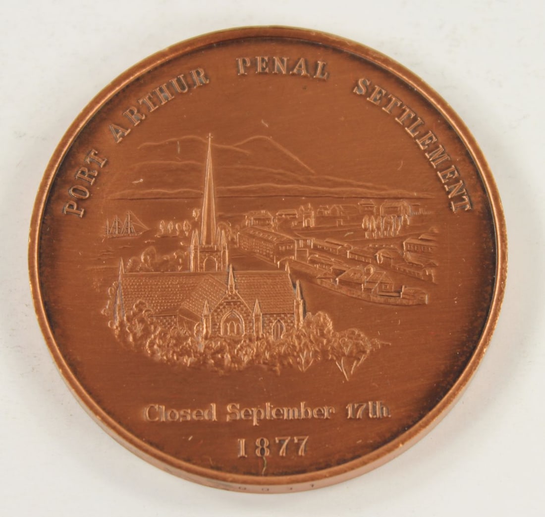 Australia Tasmanian Numismatic Society 1877-1977 'Port Arthur Final Settlement' Bronze Medal, Uncirc - 2