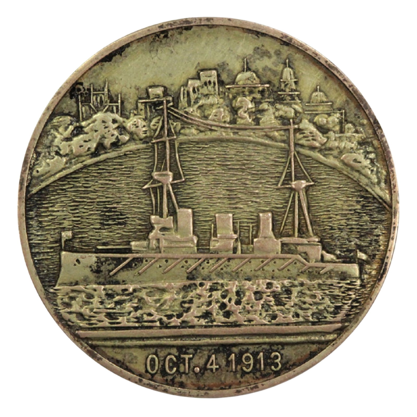 Australia 1913 Medalet 'to Commemorate the First Visit of the Commonwealth Fleet to Sydney': Struck by Amors in 10ct Gold. Extremely Rare in this metal Size Diameter 22mm : Weight 12.51gms Medium Coins, Monies & Stamps Exhibited Medals, Commemorative