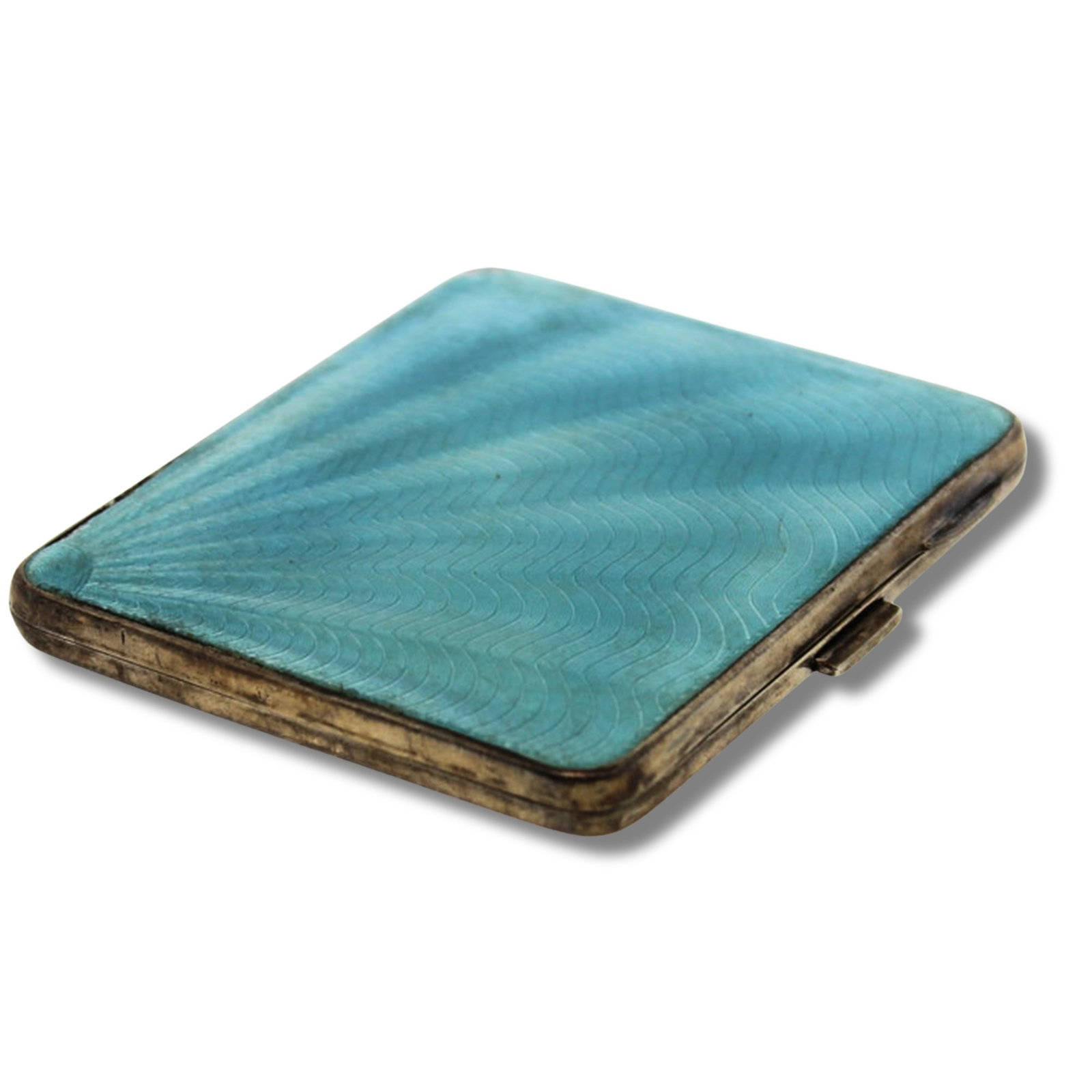 Vintage Sterling (925) Silver Cigarette Case with Blue Enamelled Front (1 of 2)