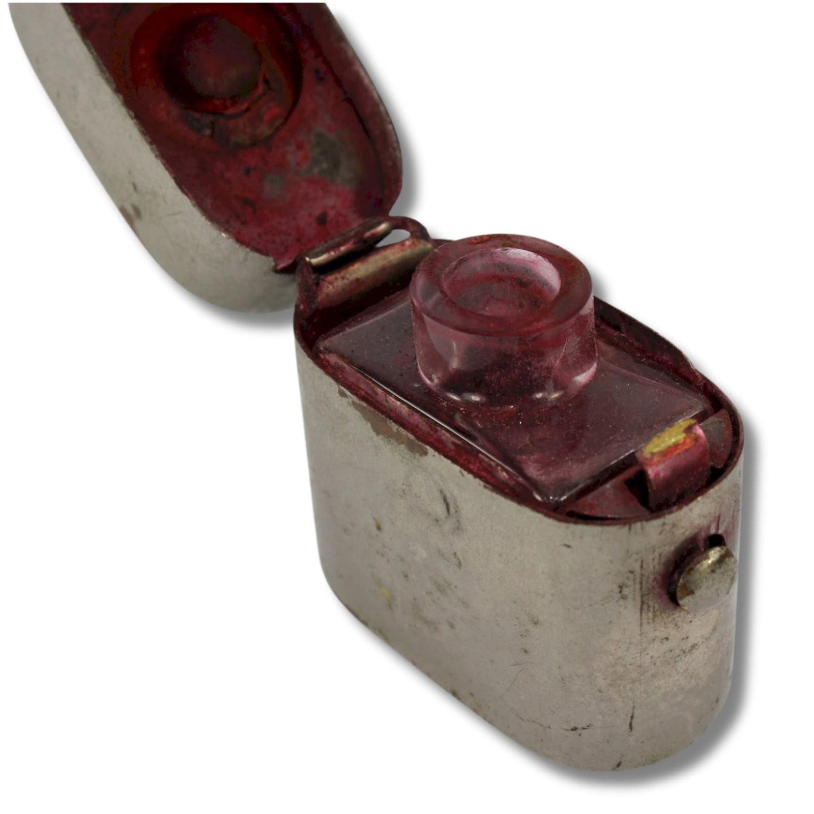 Vintage Scent Container in Cu-Ni: Inner Glass Bottle with stopperSizeHeight 4.5cms : Width 4.5cmsMediumGlass