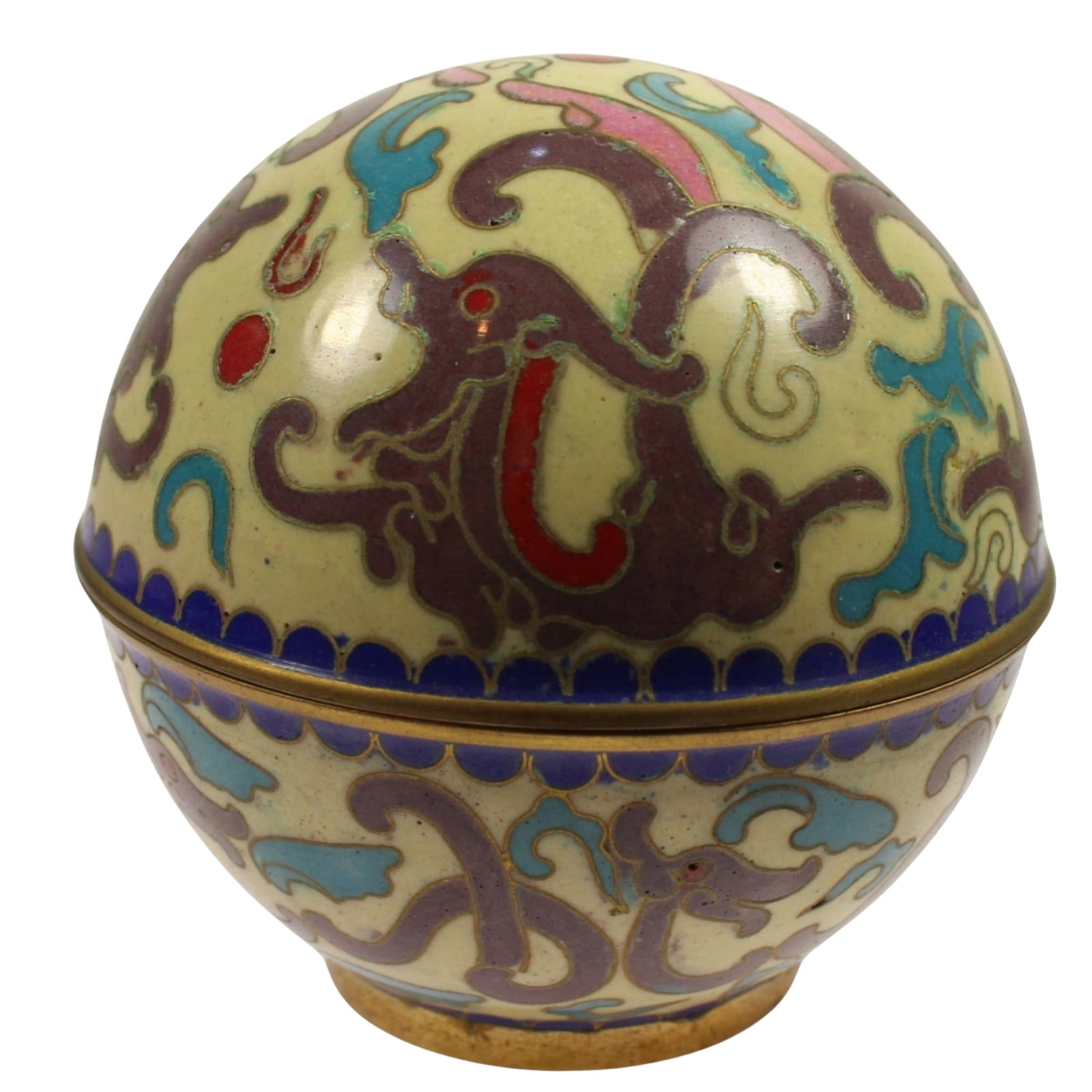 Small Chinese Cylindrical Cloisonne Canister: .SizeDiameter 7cmsMediumChineseExhibitedVases
