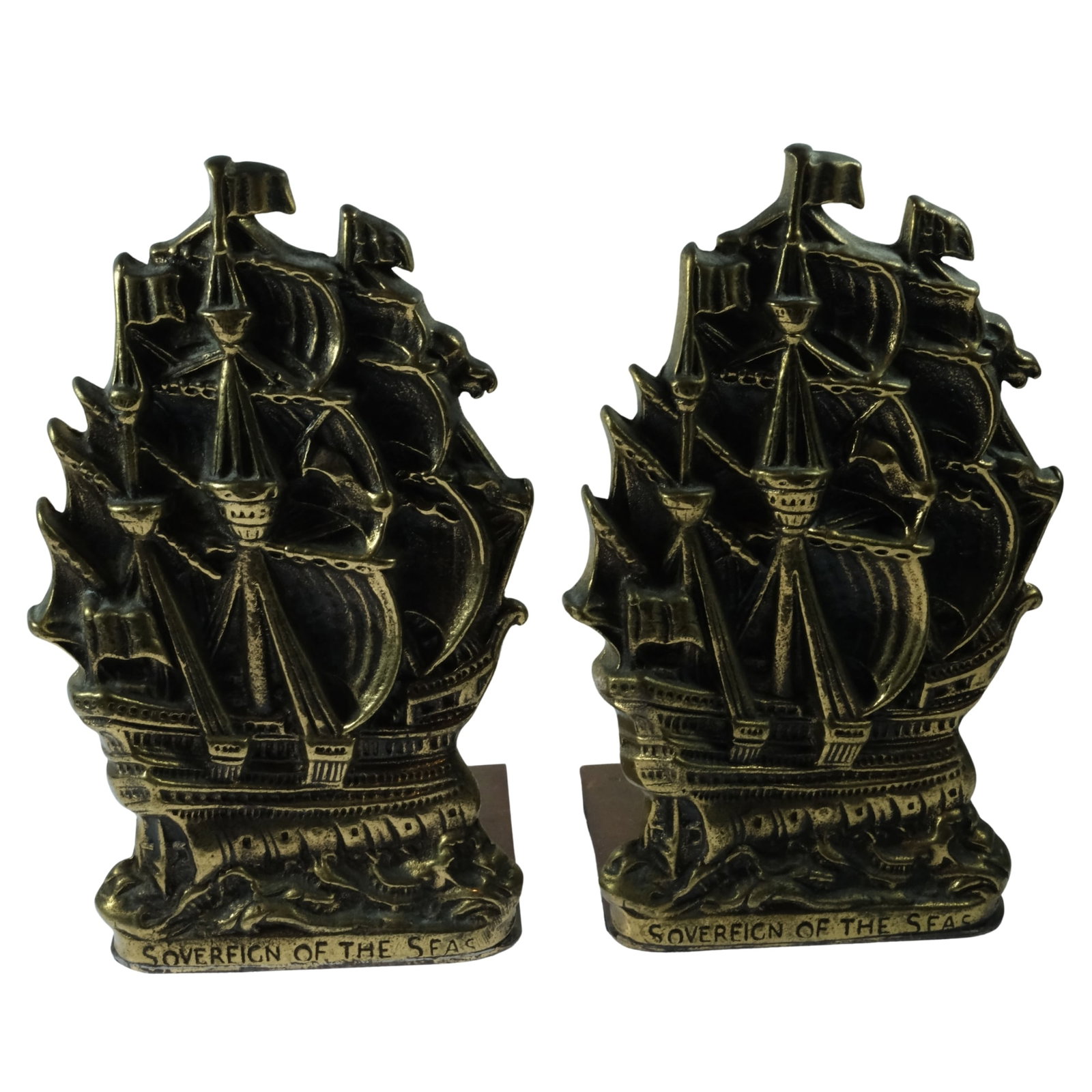 'Sovereign of the Seas' Galleon Bookends in Brass (Pair) (1 of 3)